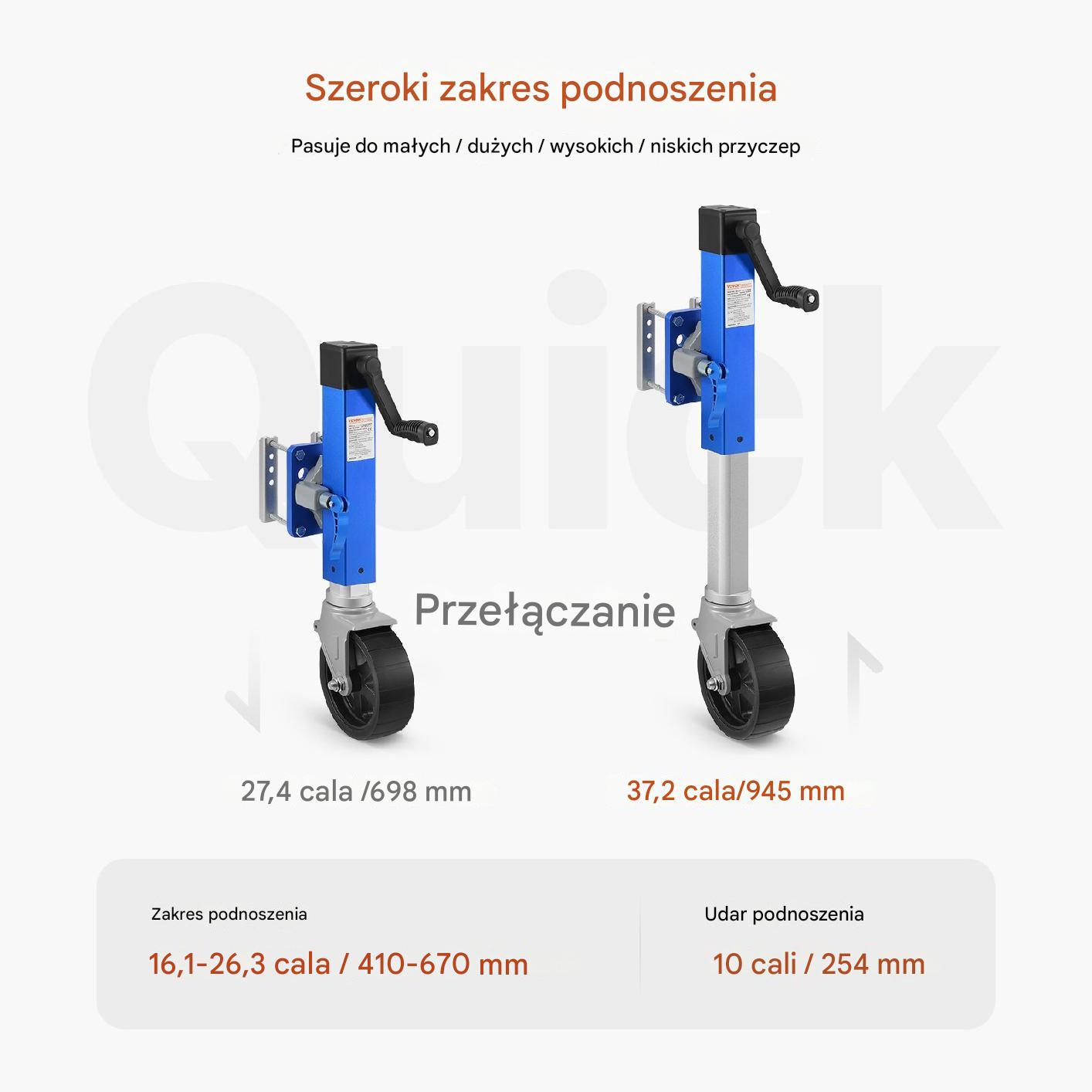 Ciężki Podnośnik do Przyczep z Obrotowym Mocowaniem – Udźwig 725 kg - obrazek 3