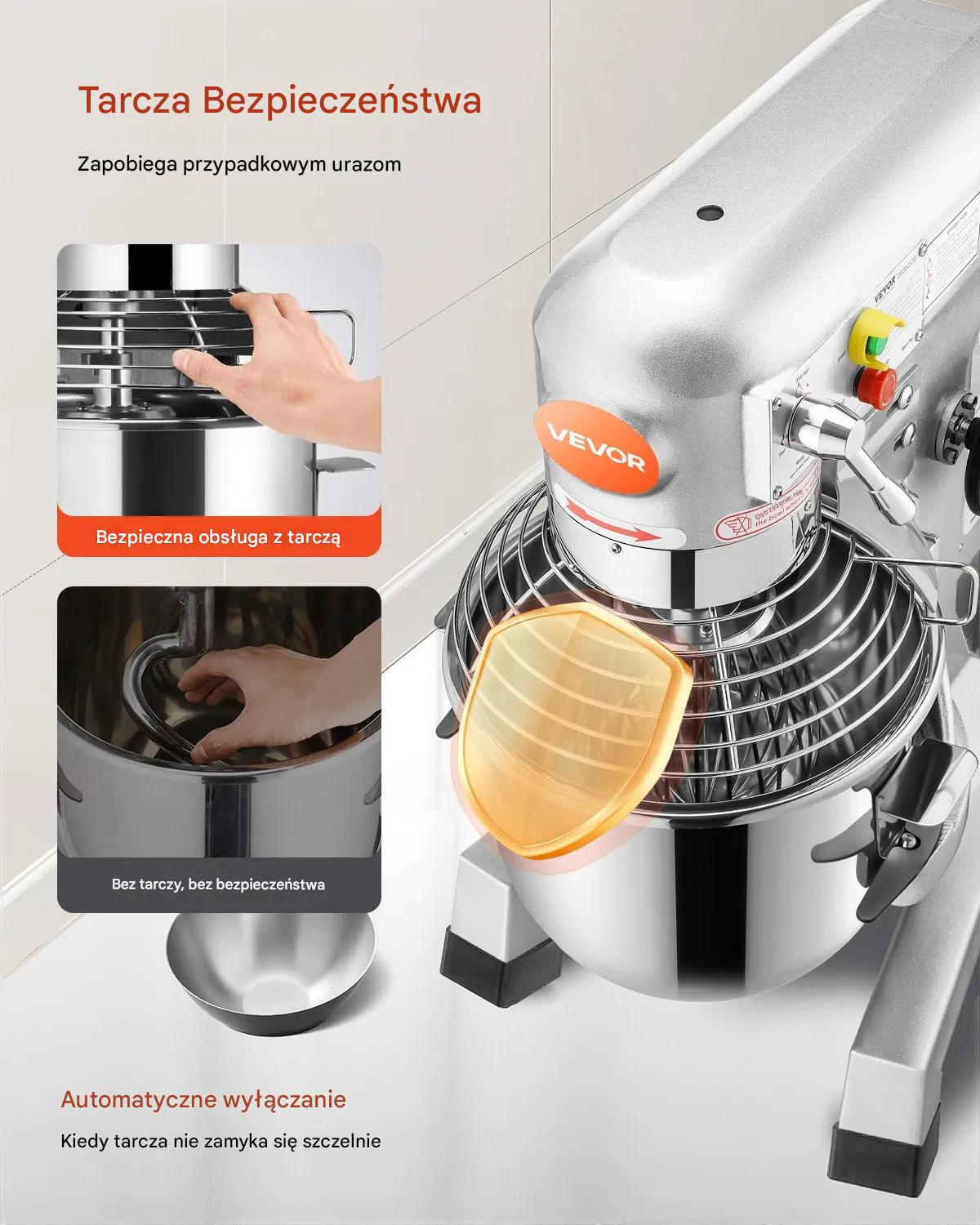 Mikser planetarny gastronomiczny 30L 1100W regulacja prędkości piekarnia - obrazek 7