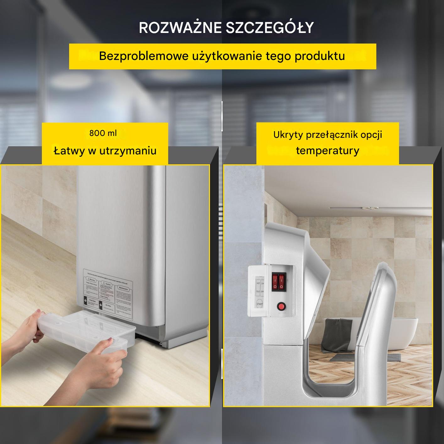 Kieszeniowa suszarka do rąk automatyczna 2000 W - obrazek 7