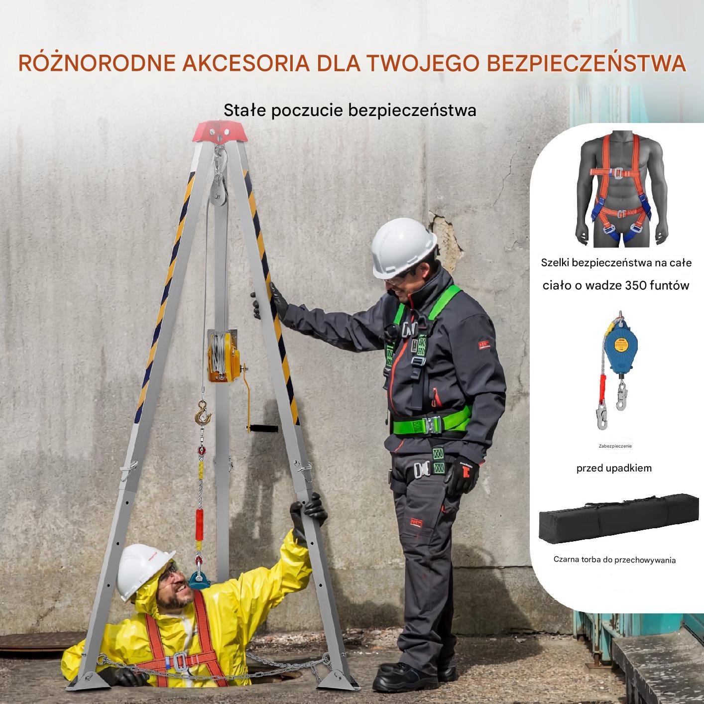 Trójnóg Statyw Ratowniczy z Wciągarką do Przestrzeni Zamkniętych 544 kg - obrazek 4