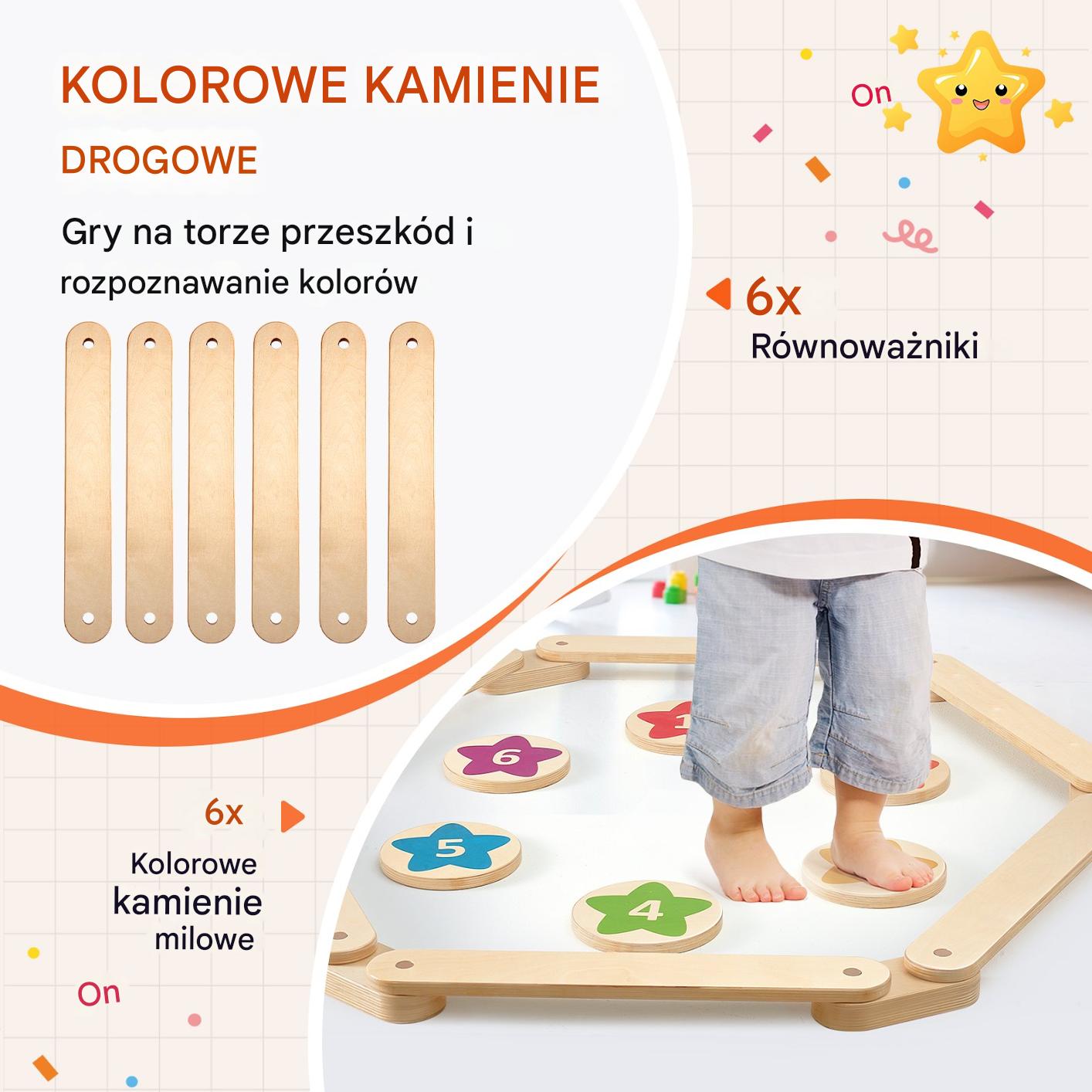 Zestaw równoważni i kamieni balansujących dla dzieci – 6 szt. - obrazek 3