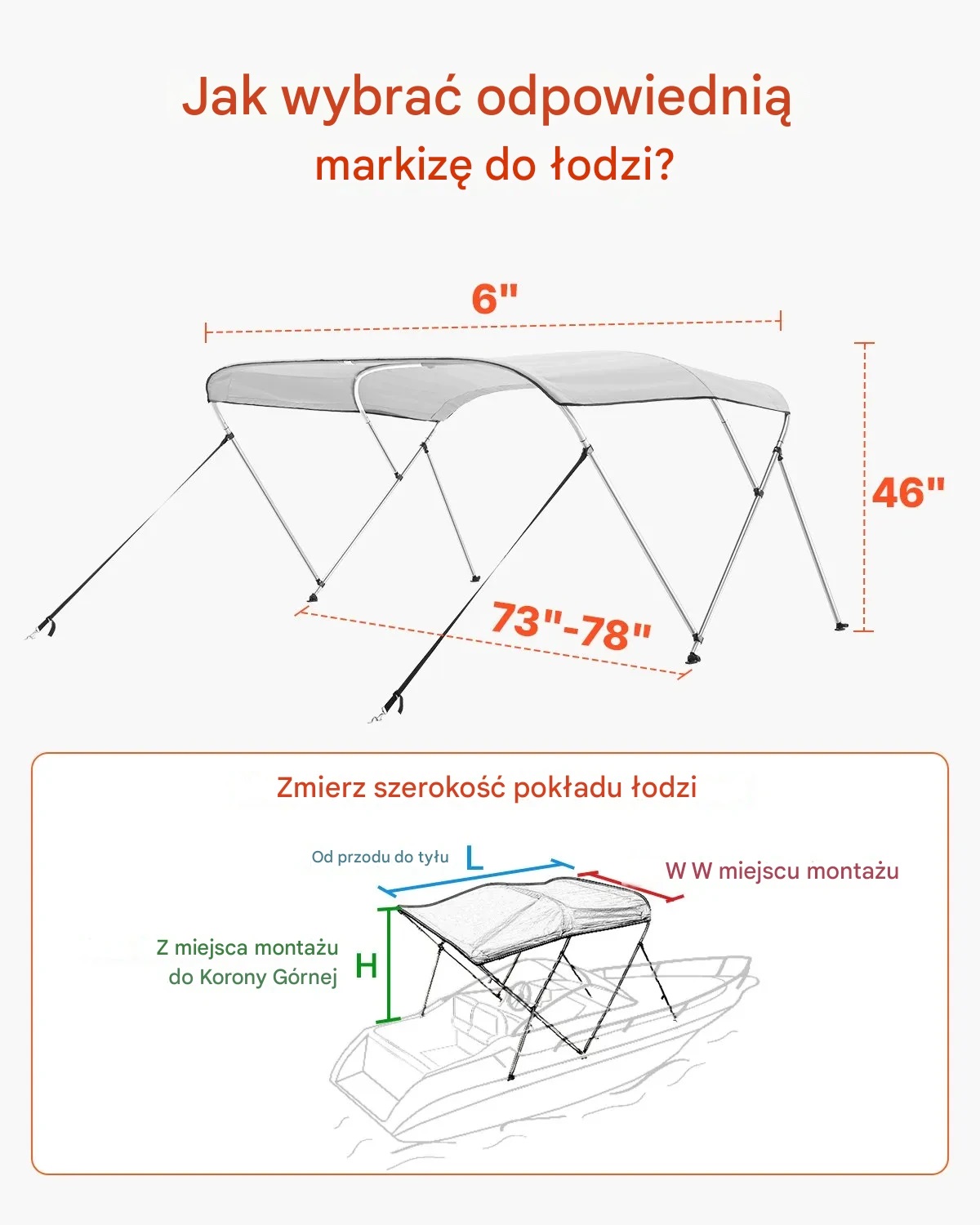 Daszek na łódź 3-bow wodoodporny 600D poliester szary z torbą - obrazek 6