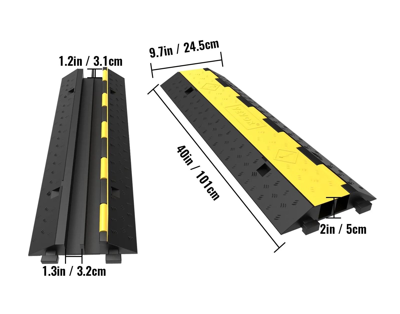 Próg kablowy gumowy 2 kanały 5 szt 101x24,5x5 cm 4989 kg ochrona kabli - obrazek 2