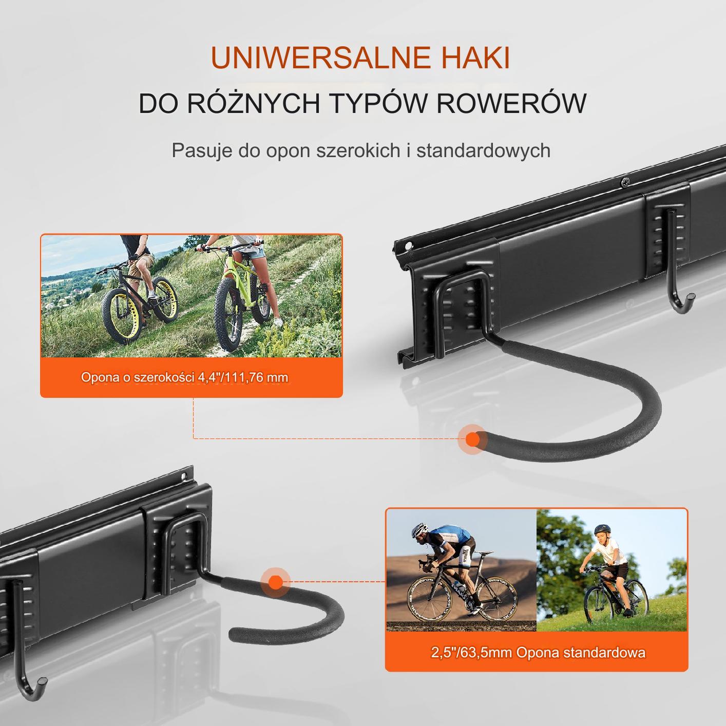 Stojak na rowery ścienny Uchwyt 6 rowerów + 5 kasków 215,90 cm - obrazek 6