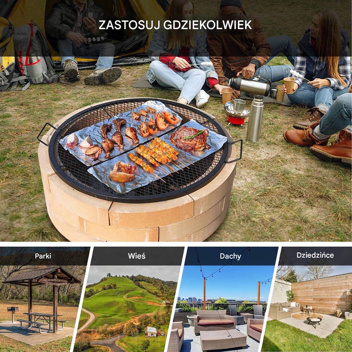Ruszt do ogniska 91 cm - stalowy z uchwytem - przenośny grill turystyczny - obrazek 6