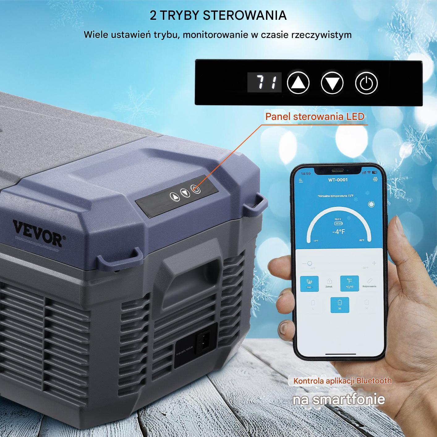 Lodówka turystyczna samochodowa przenośna z zamrażalką kompresorowa 37L 60W - obrazek 4