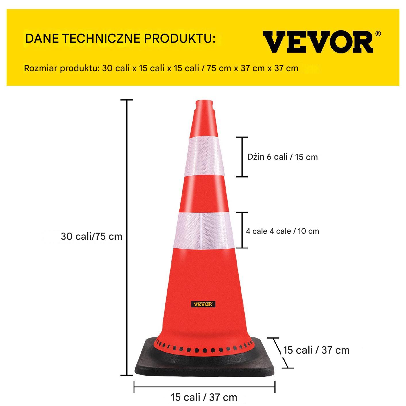 Pachołki drogowe 8 szt. 76 cm PVC 2 odblaski – do parkowania - obrazek 2