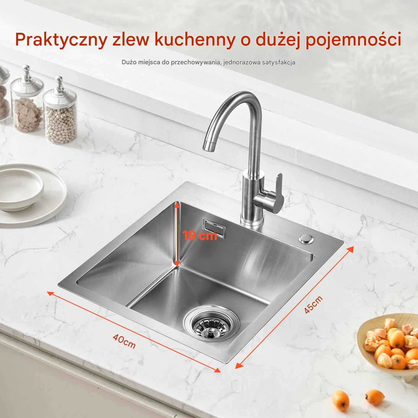 Zlew gastronomiczny basen zlewozmywak gospodarczy 40 x 45 cm stal - obrazek 3
