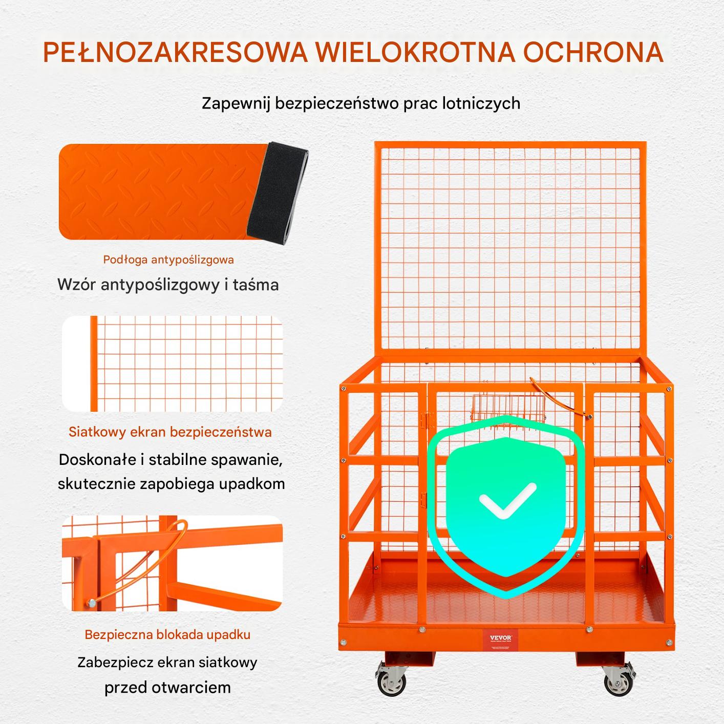 Klatka robocza do wózka widłowego 635kg platforma 109×114cm prace wysokości - obrazek 6