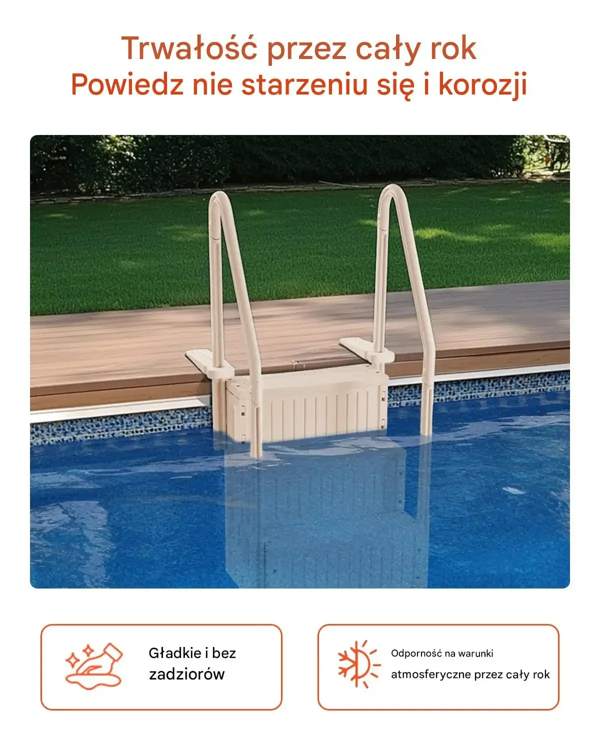 Drabinka basenowa 4 stopnie antypoślizgowa z poręczami do basenu - obrazek 5