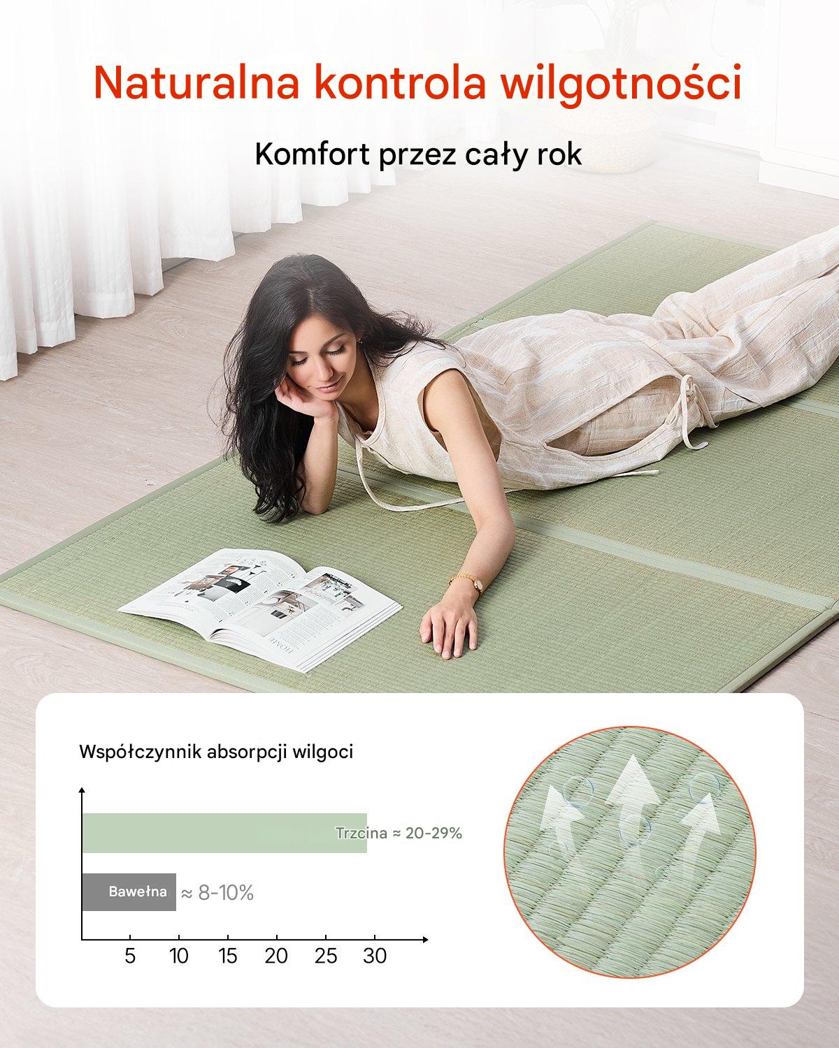 Materac Tatami Japoński Składany z Naturalnej Trawy – 2032 x 1397 x 13 mm - obrazek 4