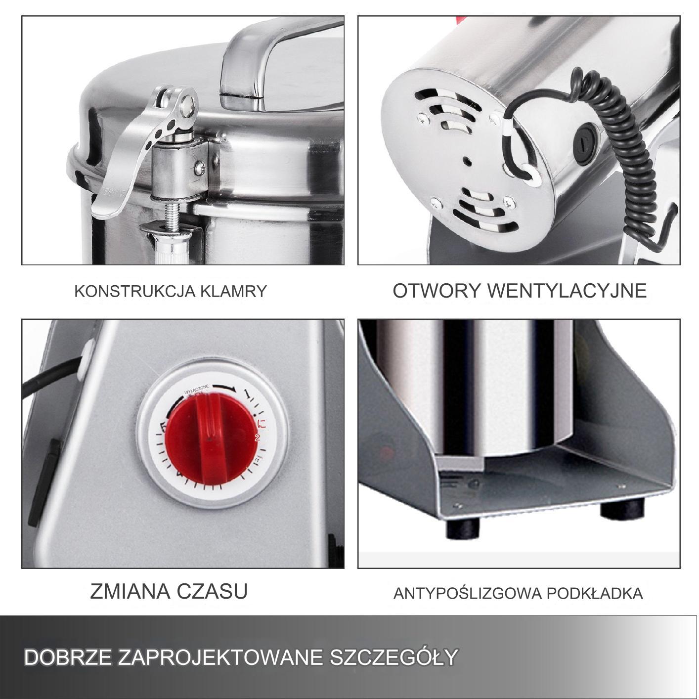 Elektryczny Młynek do Mielenia Zboża Ziarna Przypraw 750 g - obrazek 6