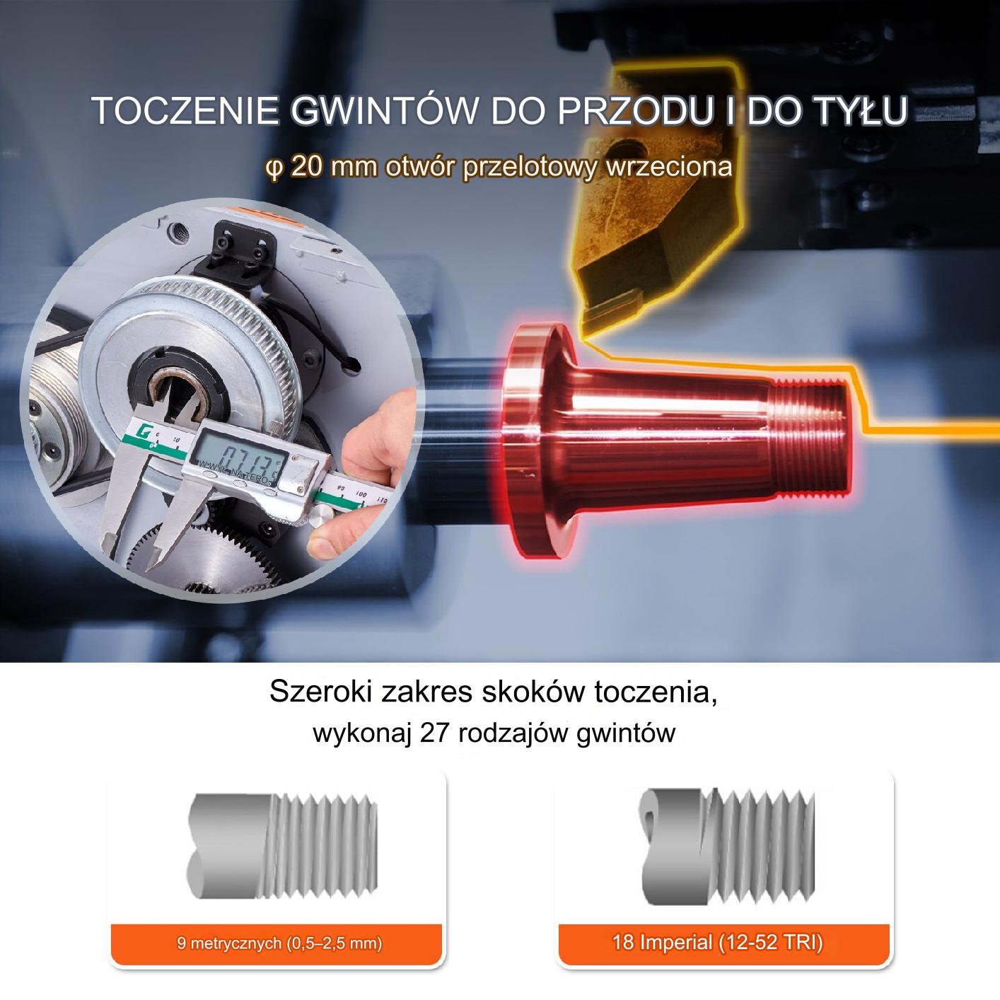 Tokarka do metalu stołowa 180x350 mm, 500W 4-stopniowa regulacja - obrazek 3