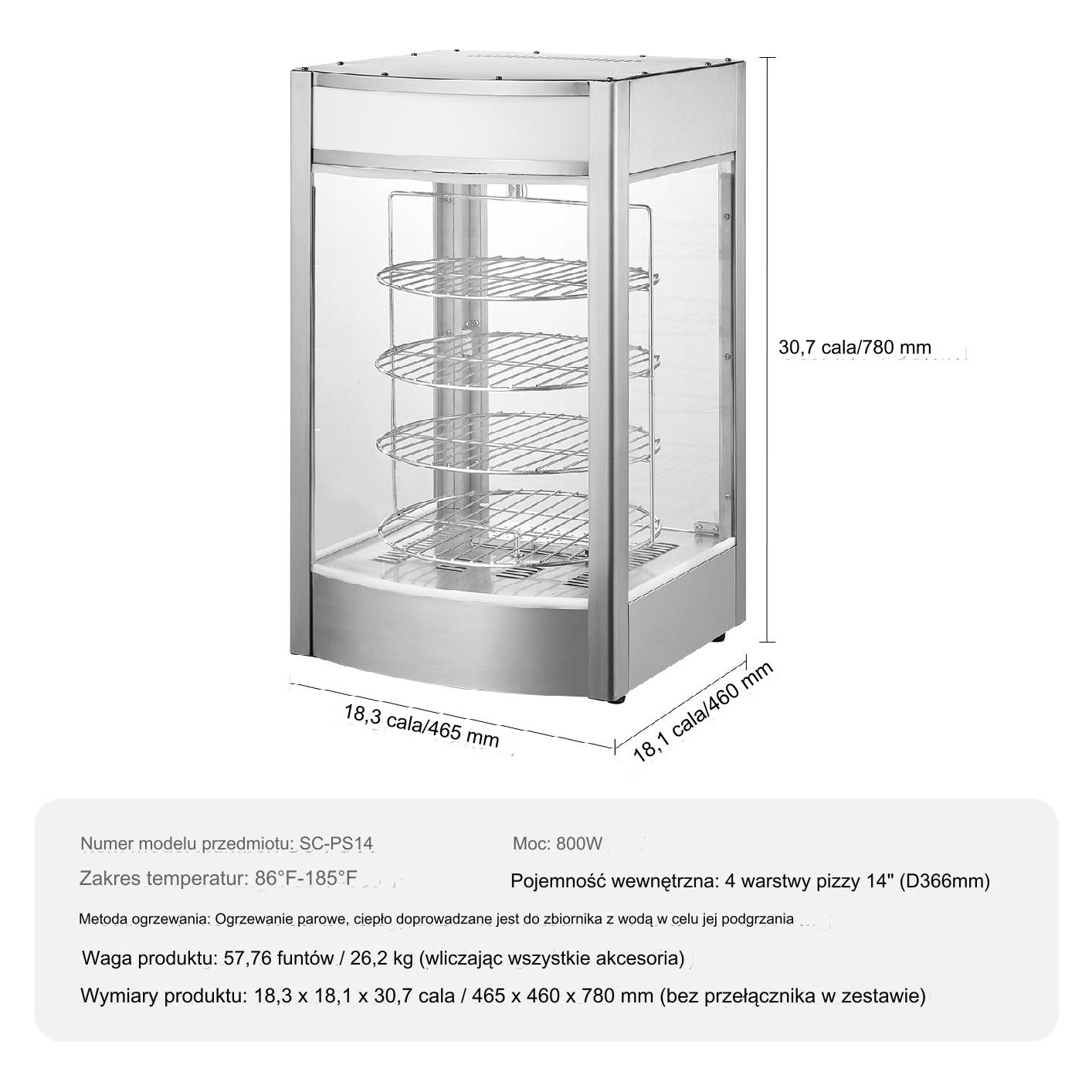 Witryna grzewcza pogrzewacz do żywności 4-poziomy 800W - obrazek 2