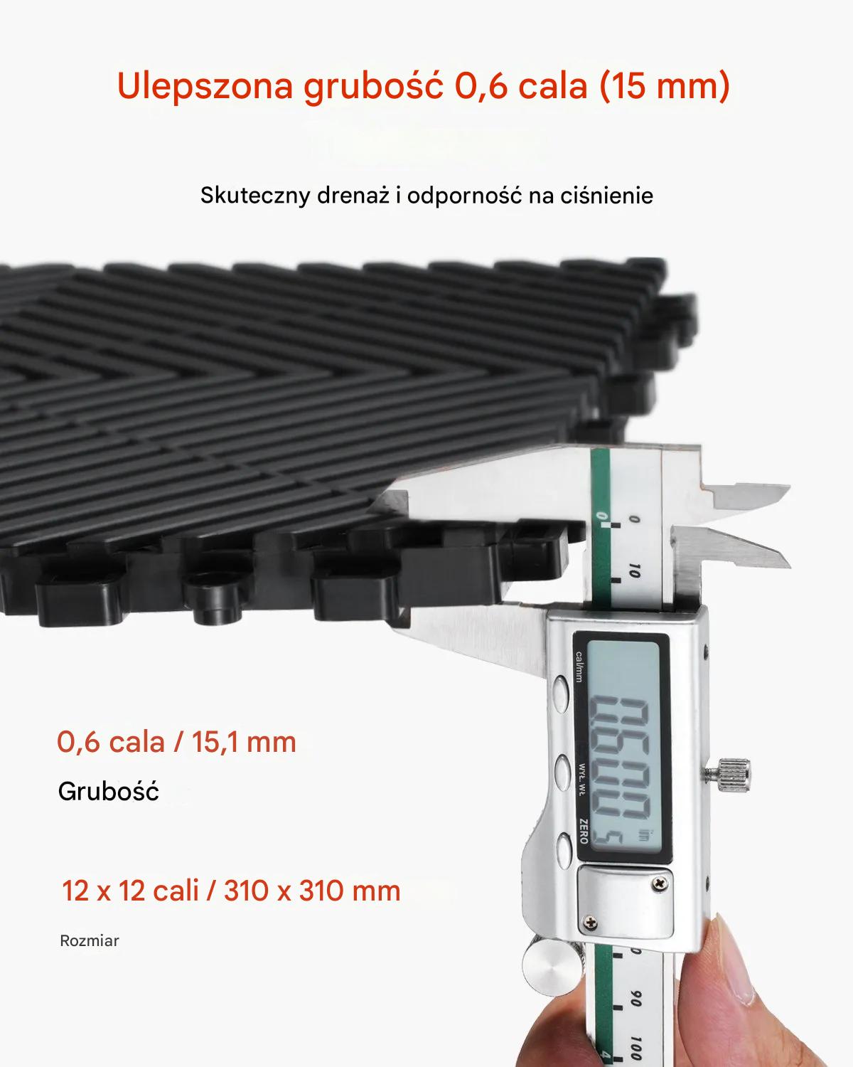 Mata drenażowa modułowa 31x31cm antypoślizgowa PP 50szt garaż ogród czarna - obrazek 3