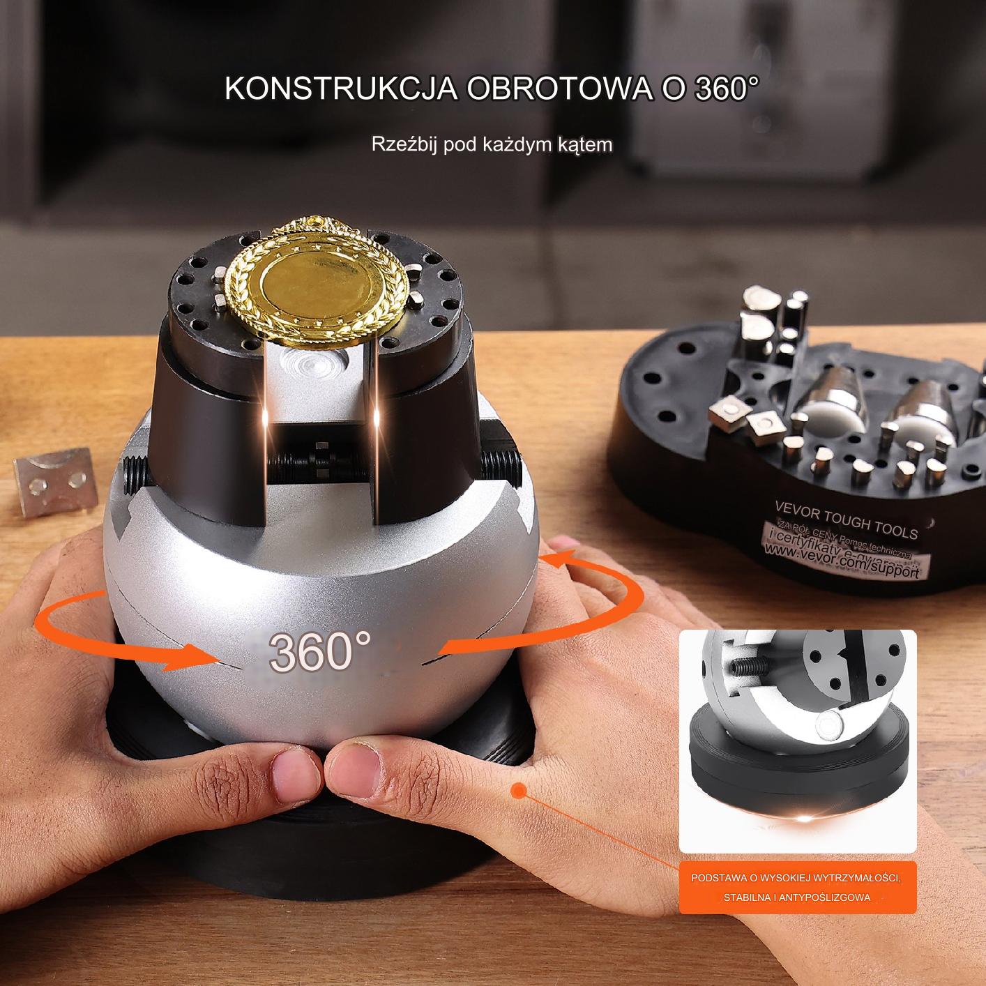 Imadło grawerskie kulkowe obrotowe 127 mm blok jubilerski 360° stal premium - obrazek 5