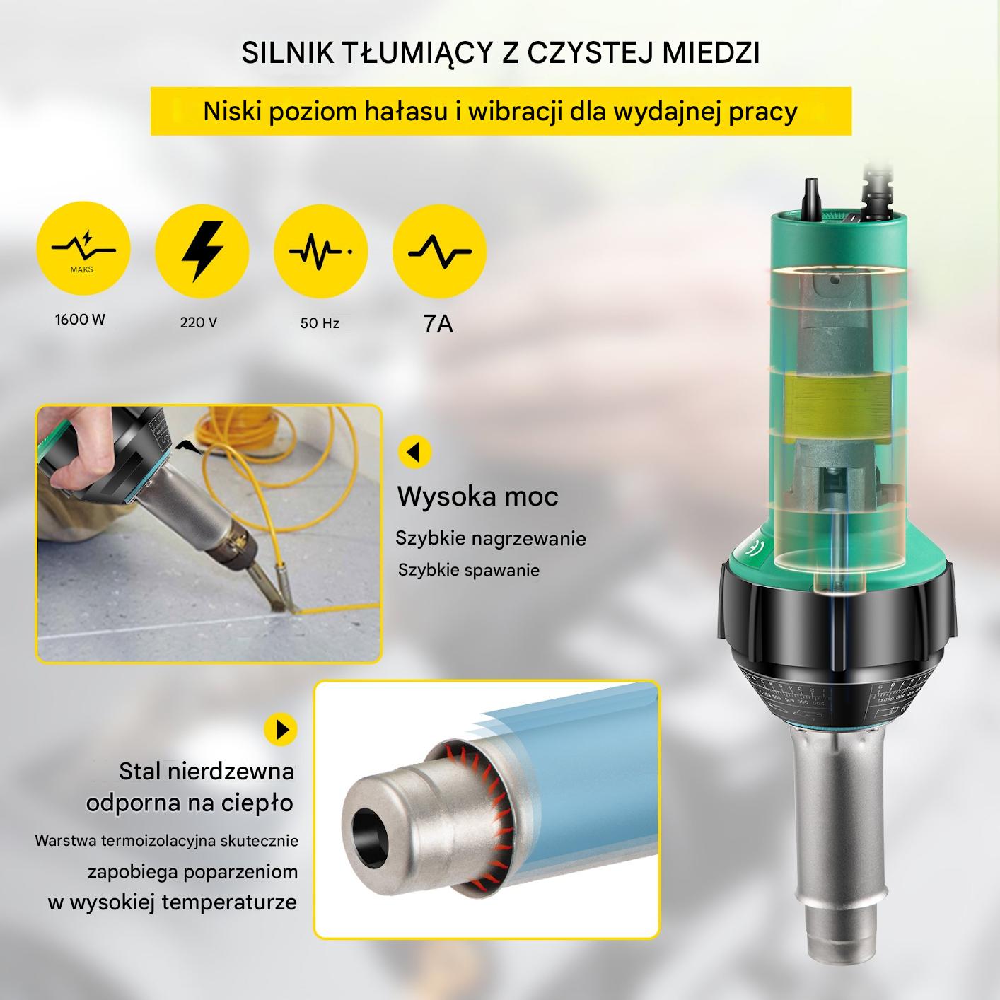 Zgrzewarka do folii PVC 1600W z regulacją temp. zestaw 8 końcówek 220V - obrazek 3
