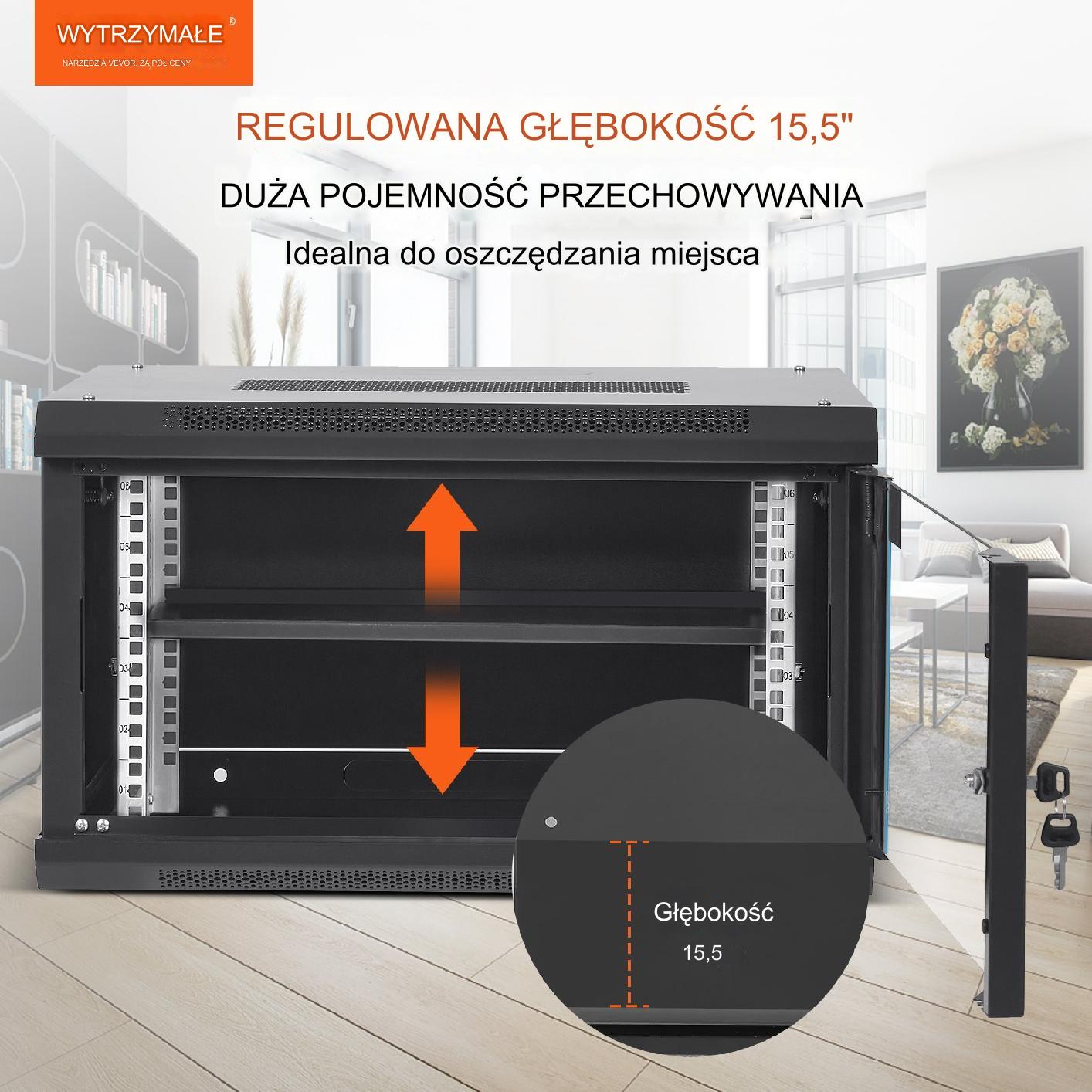Szafa serwerowa wisząca 60x35x45cm - obrazek 7