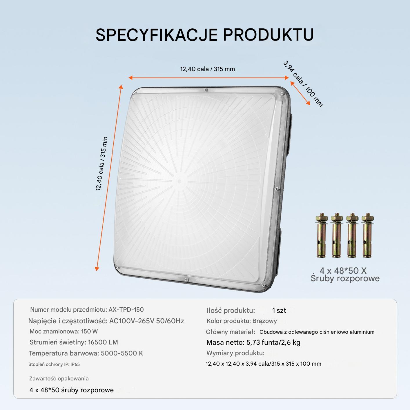 Lampa LED 150W 16 500 lm 5000K - obrazek 2