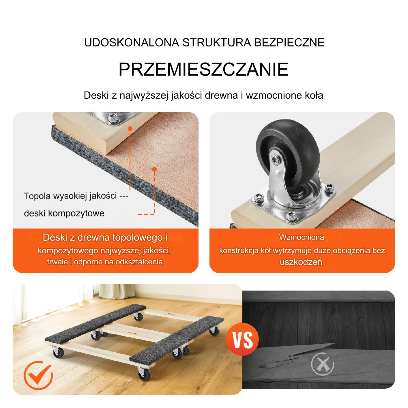 Wózek Meblowy Drewniany 2 Sztuki - obrazek 4