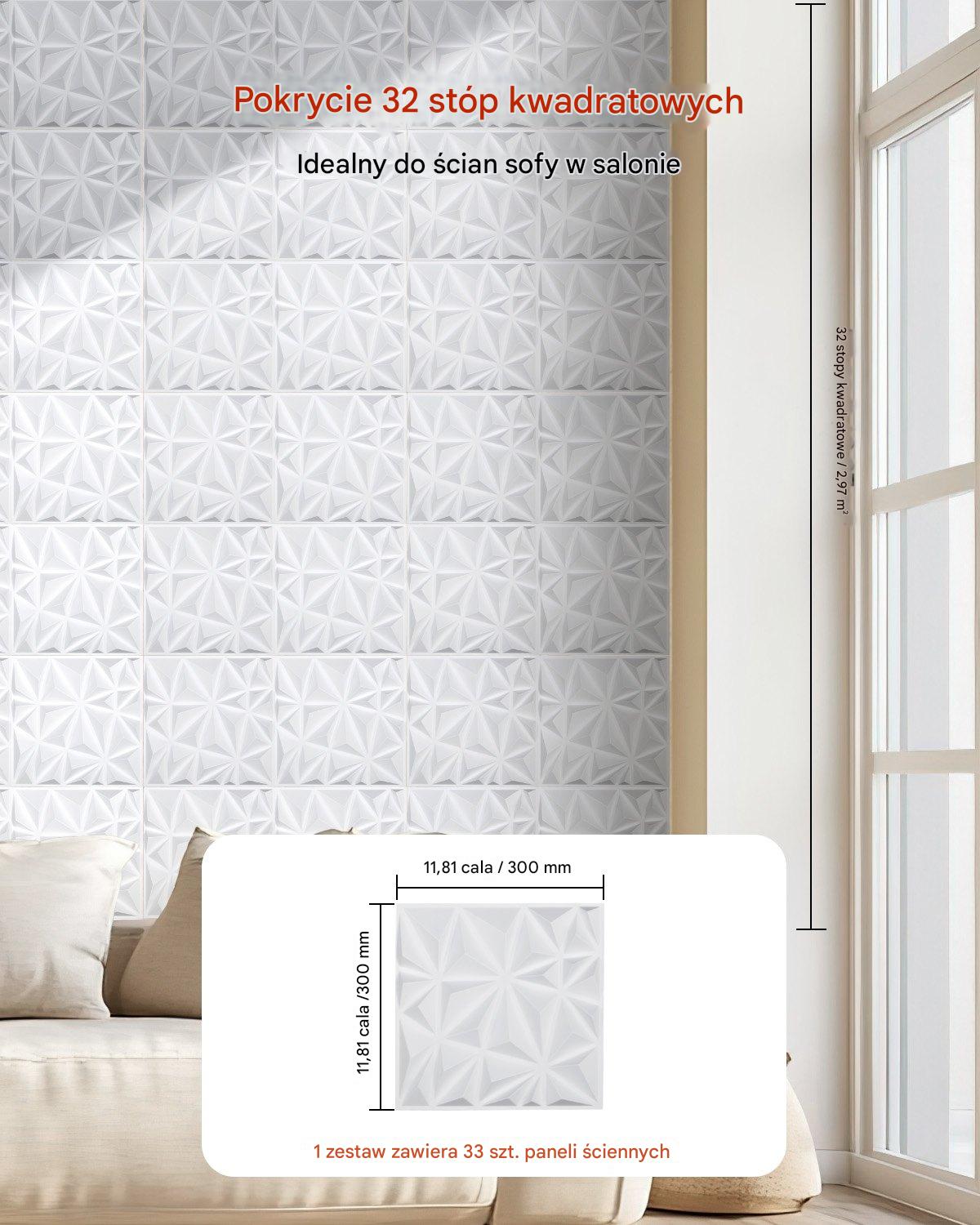 Panele Ścienne 3D - Białe Diamenty 2.97 m² - obrazek 5