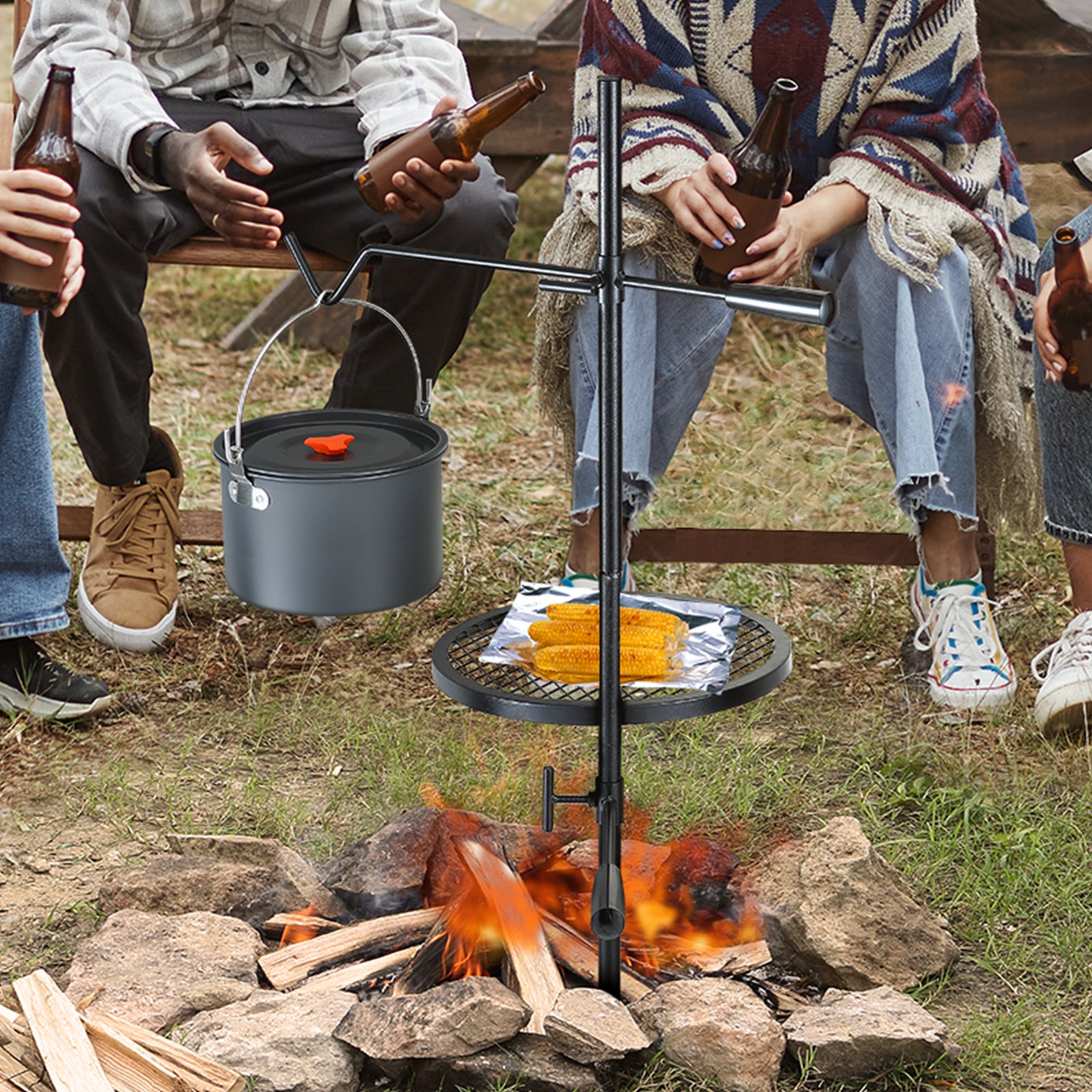Palenisko grill ruszt ogniskowy ogrodowy wiszący okrągły przenośny+torba - obrazek 7