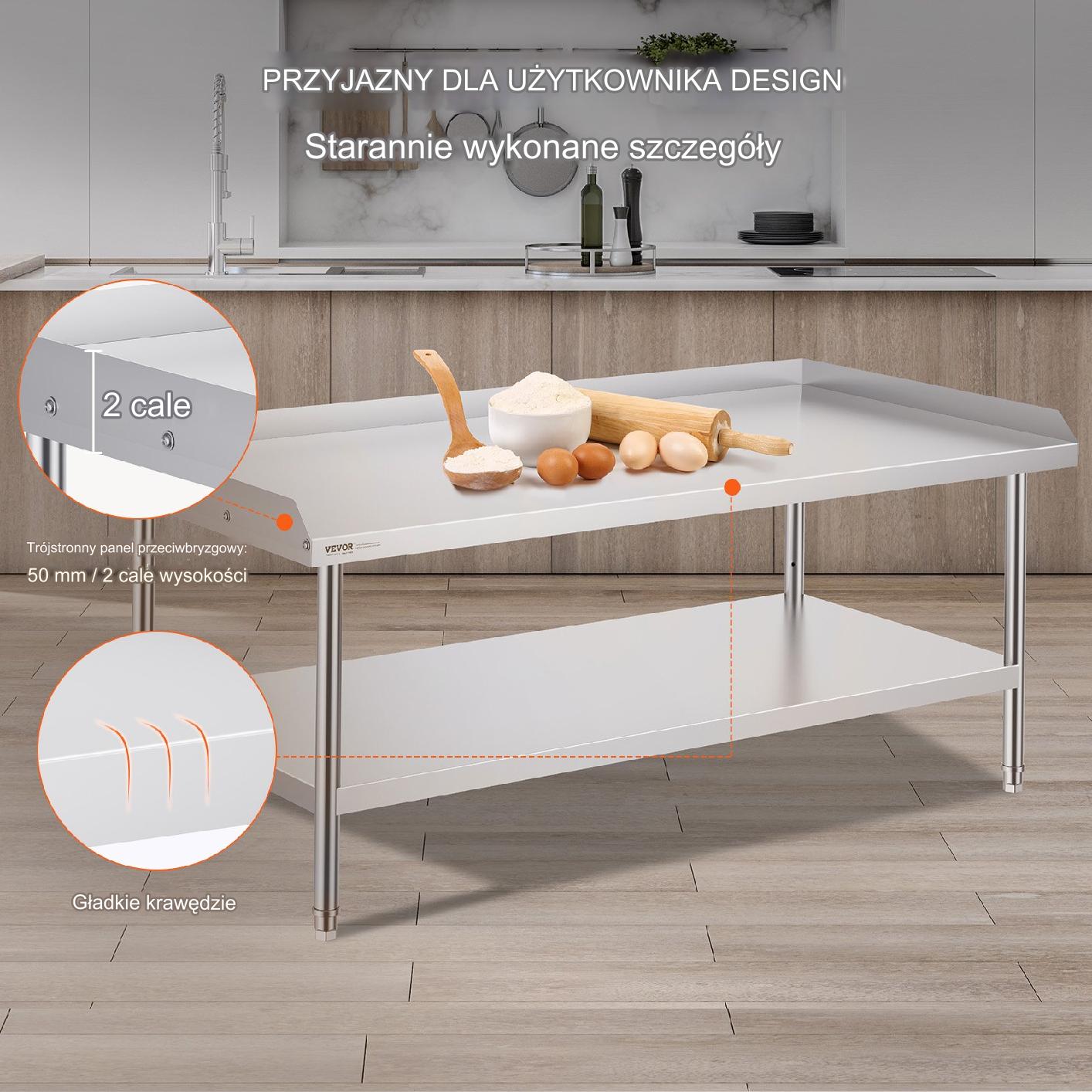 Stół roboczy blat gastronomiczny nierdzewny – 76,2 x 152,4 cm - obrazek 3