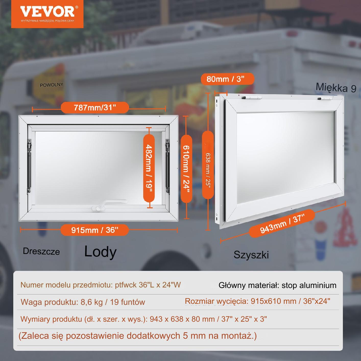 Okno Gastronomiczne Koncesyjne Food Truck – 91,5 x 61 cm - obrazek 2