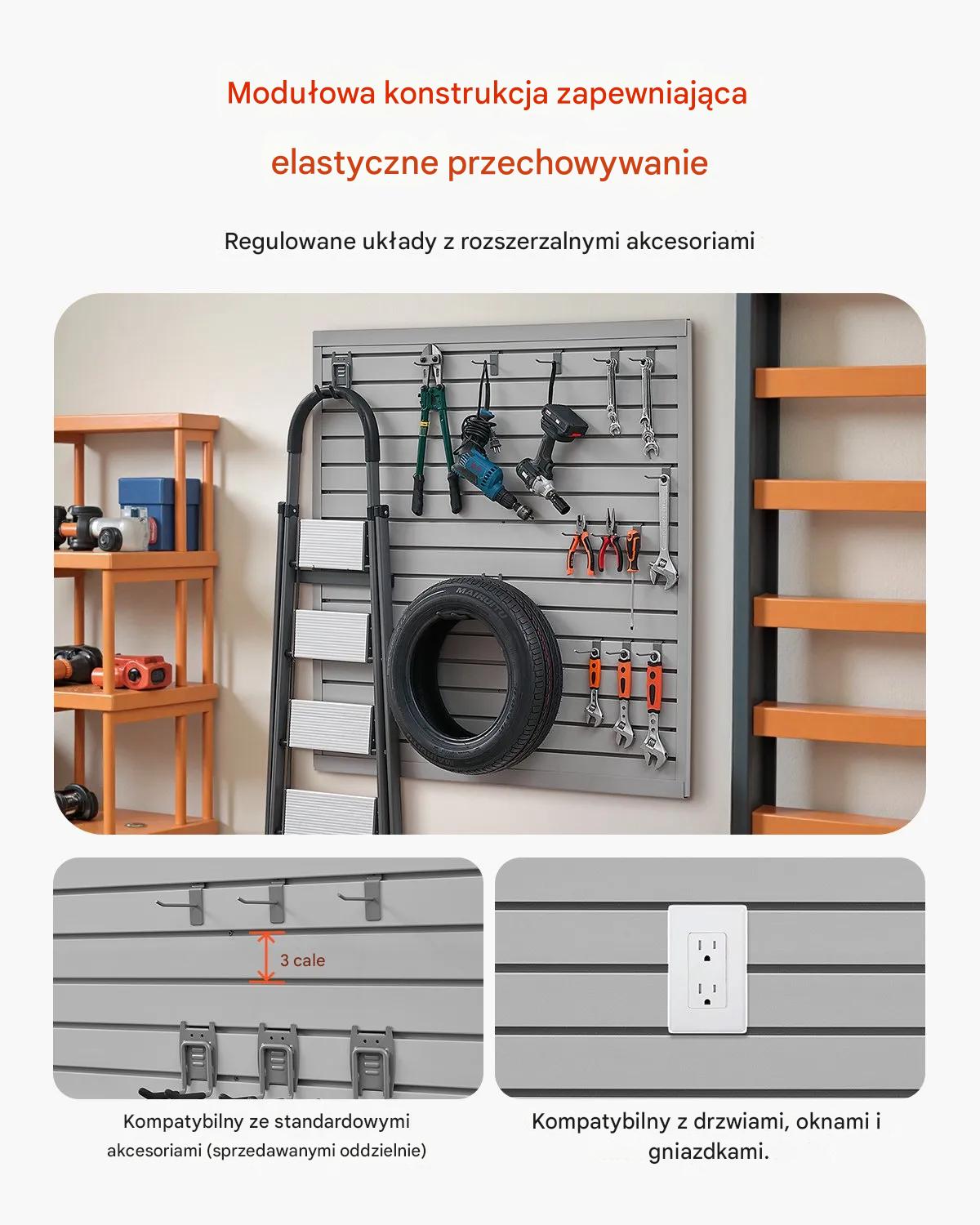 Panele ścienne PVC 120x120 cm modułowe szare do garażu i ekspozycji - obrazek 5
