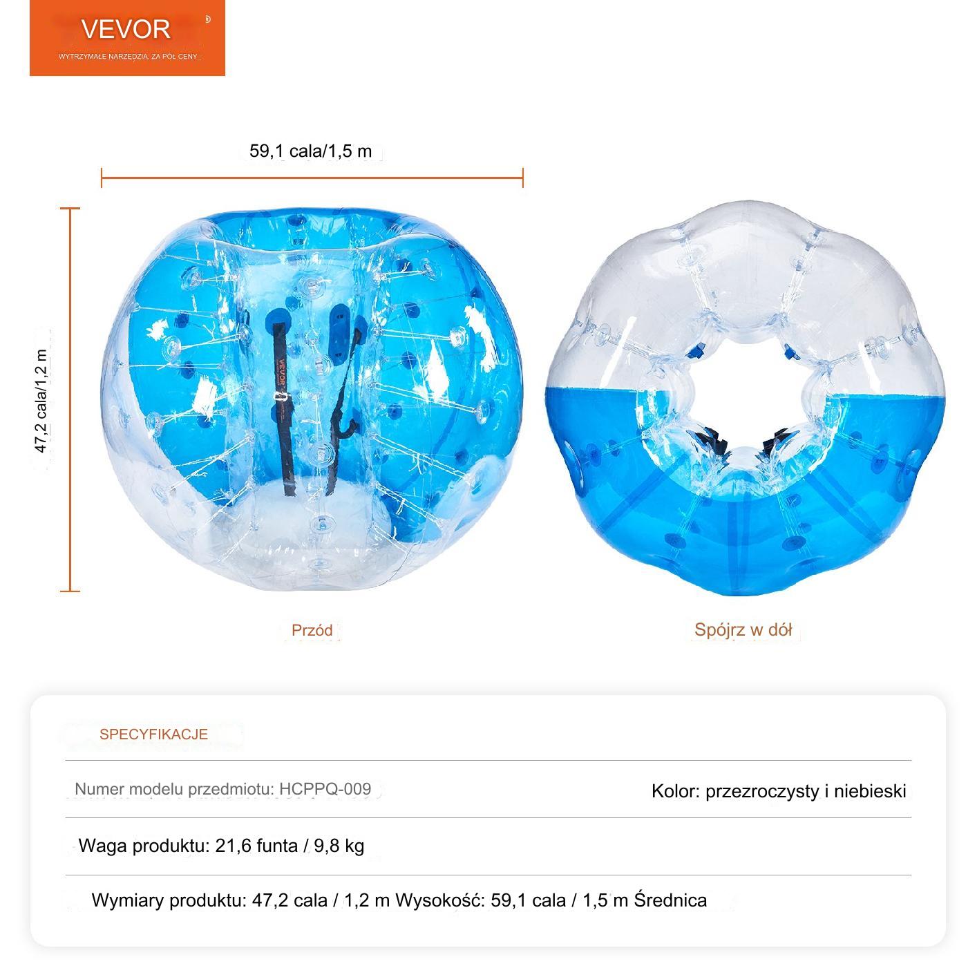 Nadmuchiwana piłka Bumper Ball dla nastolatków i dorosłych 0,8 mm 1,5 m - obrazek 2
