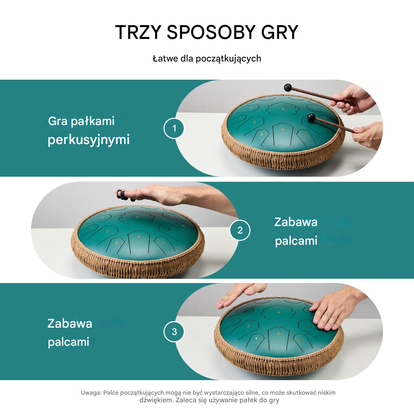 Bęben eteryczny 35,6 cm zielony - obrazek 4