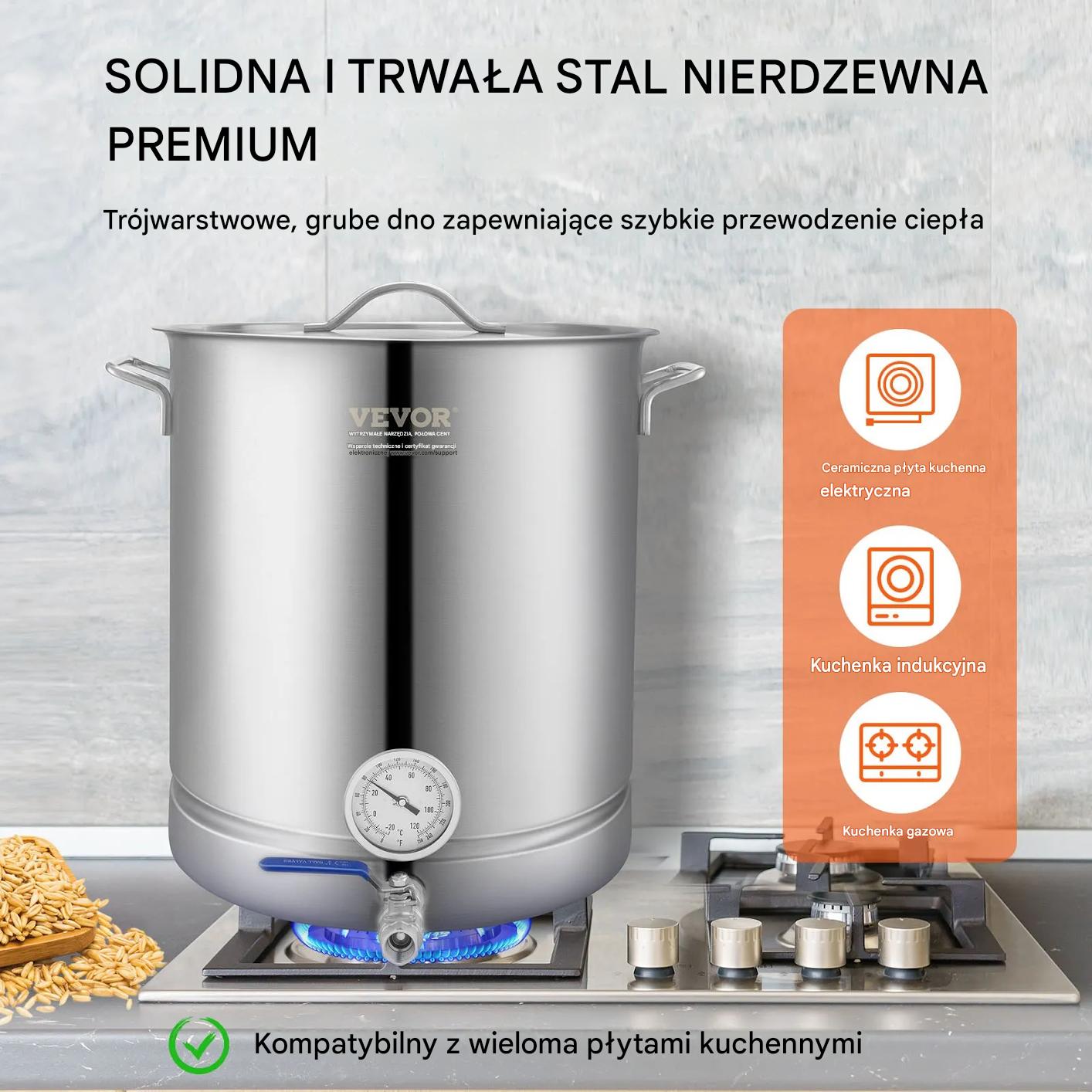 Garnek do warzenia piwa 60L stal nierdzewna z termometrem i filtrem - obrazek 6
