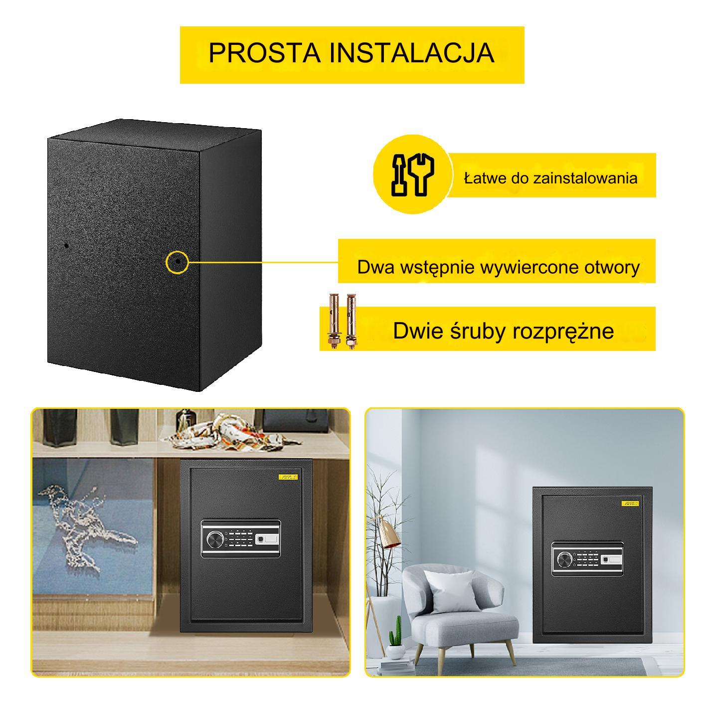 Sejf Domowy Skrytka Kasetka na Klucz Mocny Solidny 60 l - obrazek 5