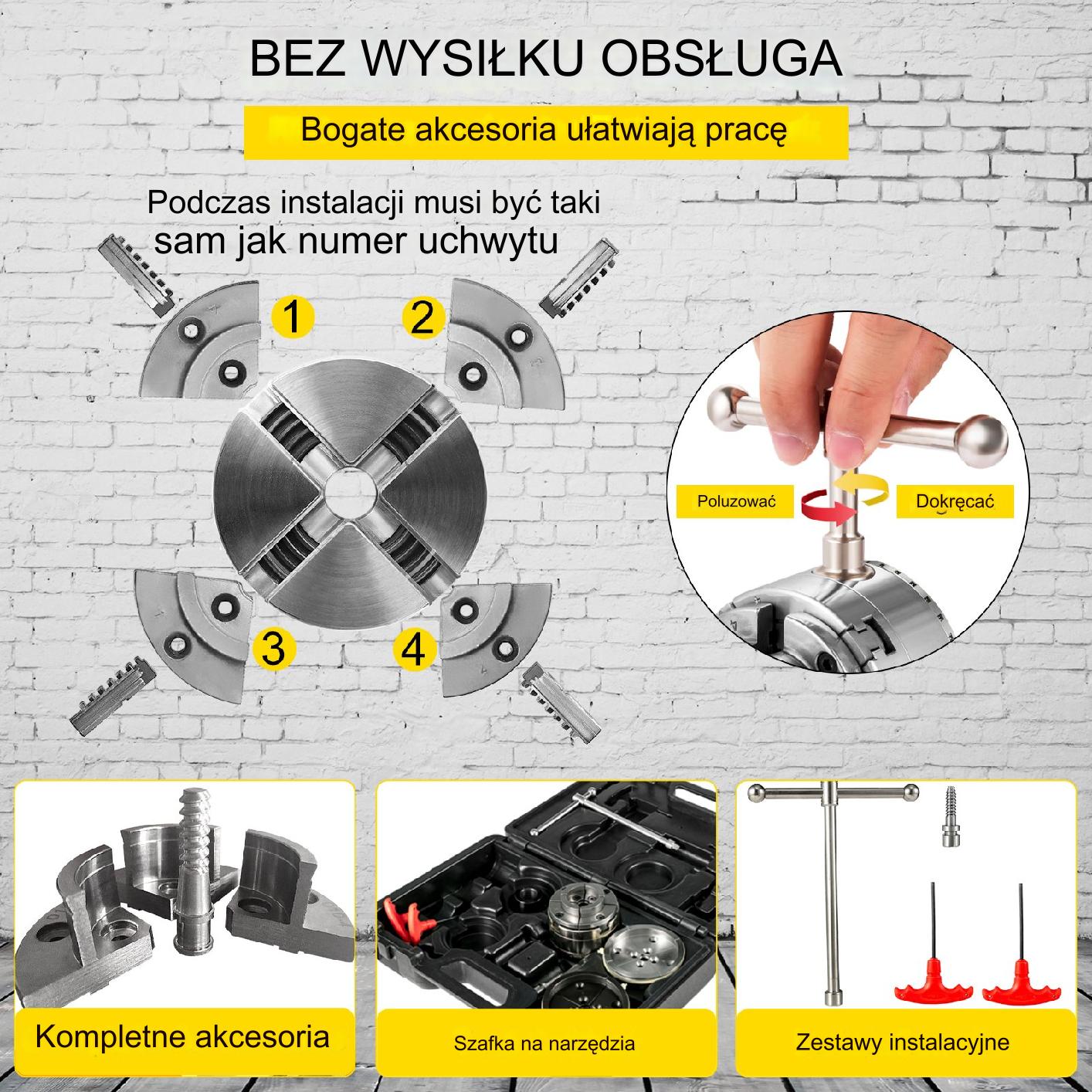 4-Szczękowy Uchwyt Tokarski do Drewna z Gwintem - obrazek 4