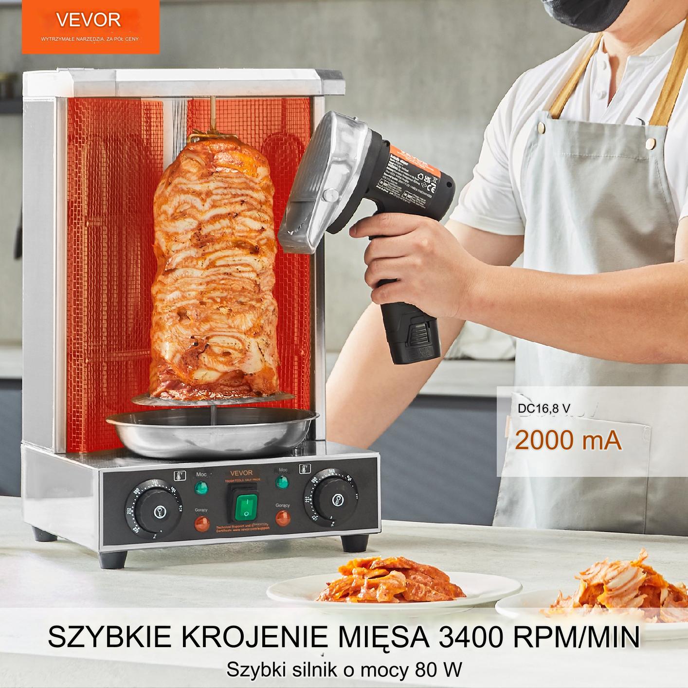 Elektryczny nóż do kebaba gyrosa 2 ostrza 80W - obrazek 7