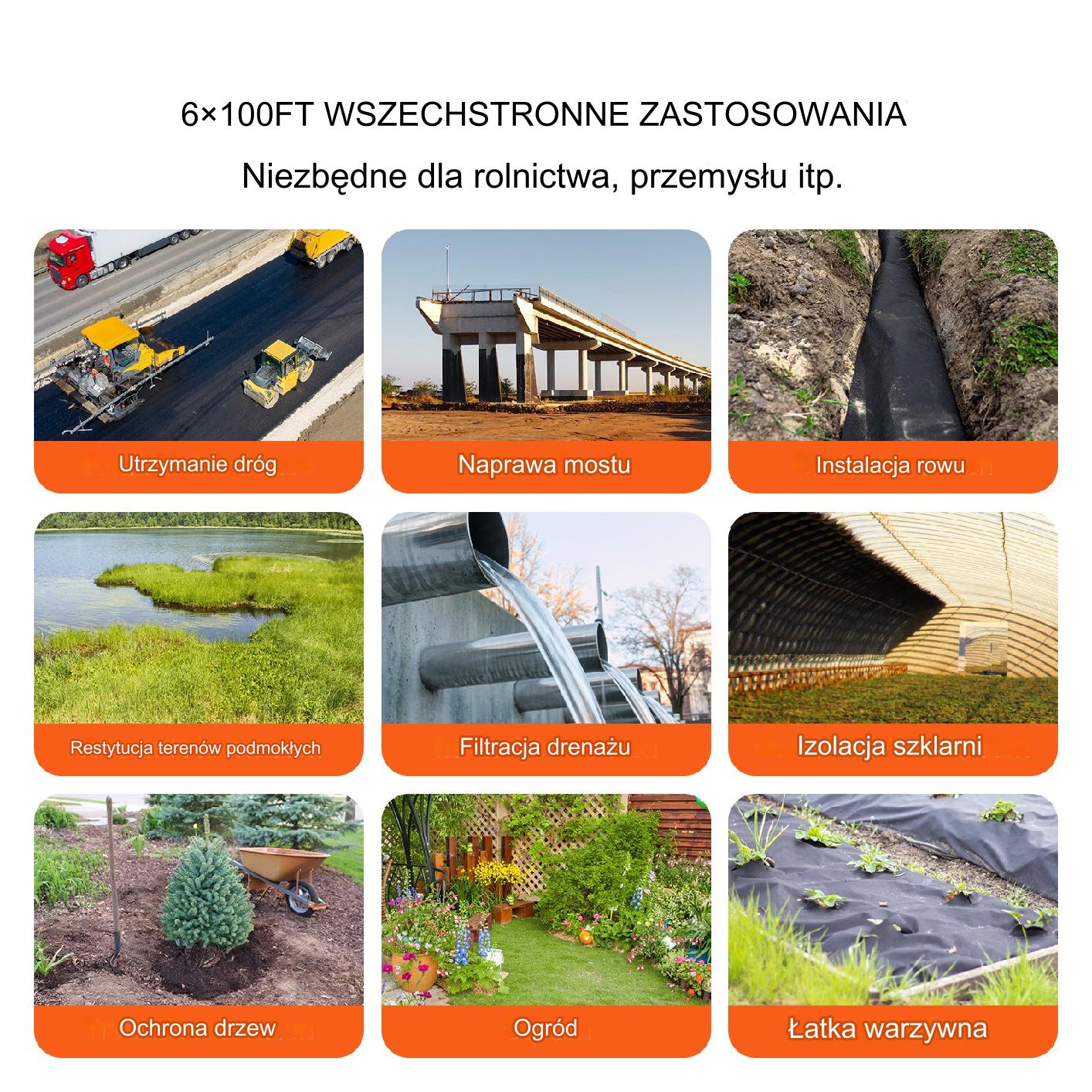 Geowłóknina 1,8x30,5 m 271g/m² czarna pod żwir drogowa przeciw chwastom - obrazek 6