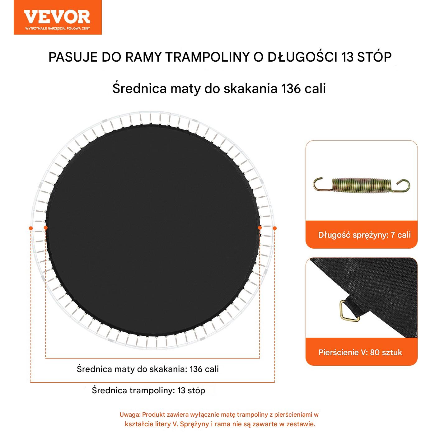 Mata do trampoliny skakania batut 396 cm 80 sprężyn mocna wytrzymała - obrazek 3