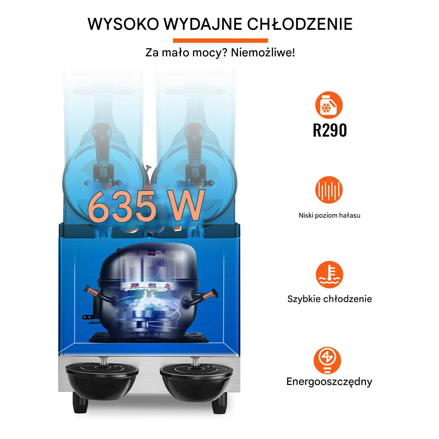 Granitor maszyna do napojów slush sorbetów smoothies podwójna 950W 2 x 12l - obrazek 5