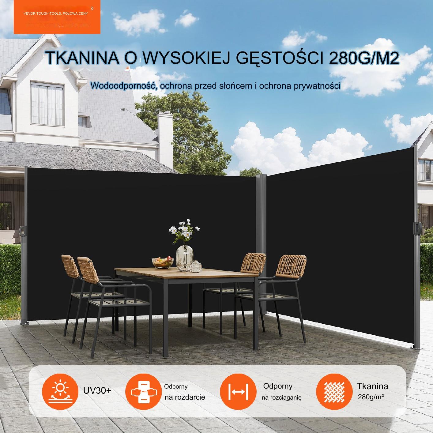 Czarny Wysuwany Panel Brama Patio - obrazek 7