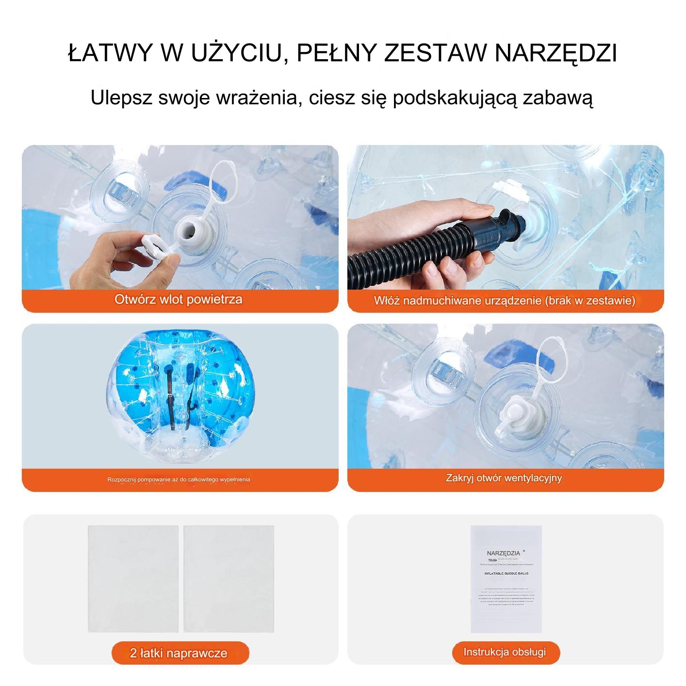 Nadmuchiwana piłka Bumper Ball dla nastolatków i dorosłych 0,8 mm 1,5 m - obrazek 4