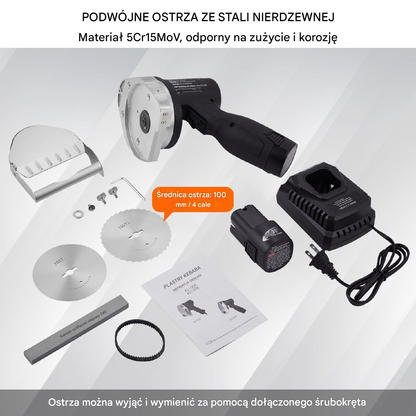 OSTRZE NÓŻ DO KEBABA GYROSA ELEKTRYCZNY 80 W BEZPRZEWODOWY - obrazek 5