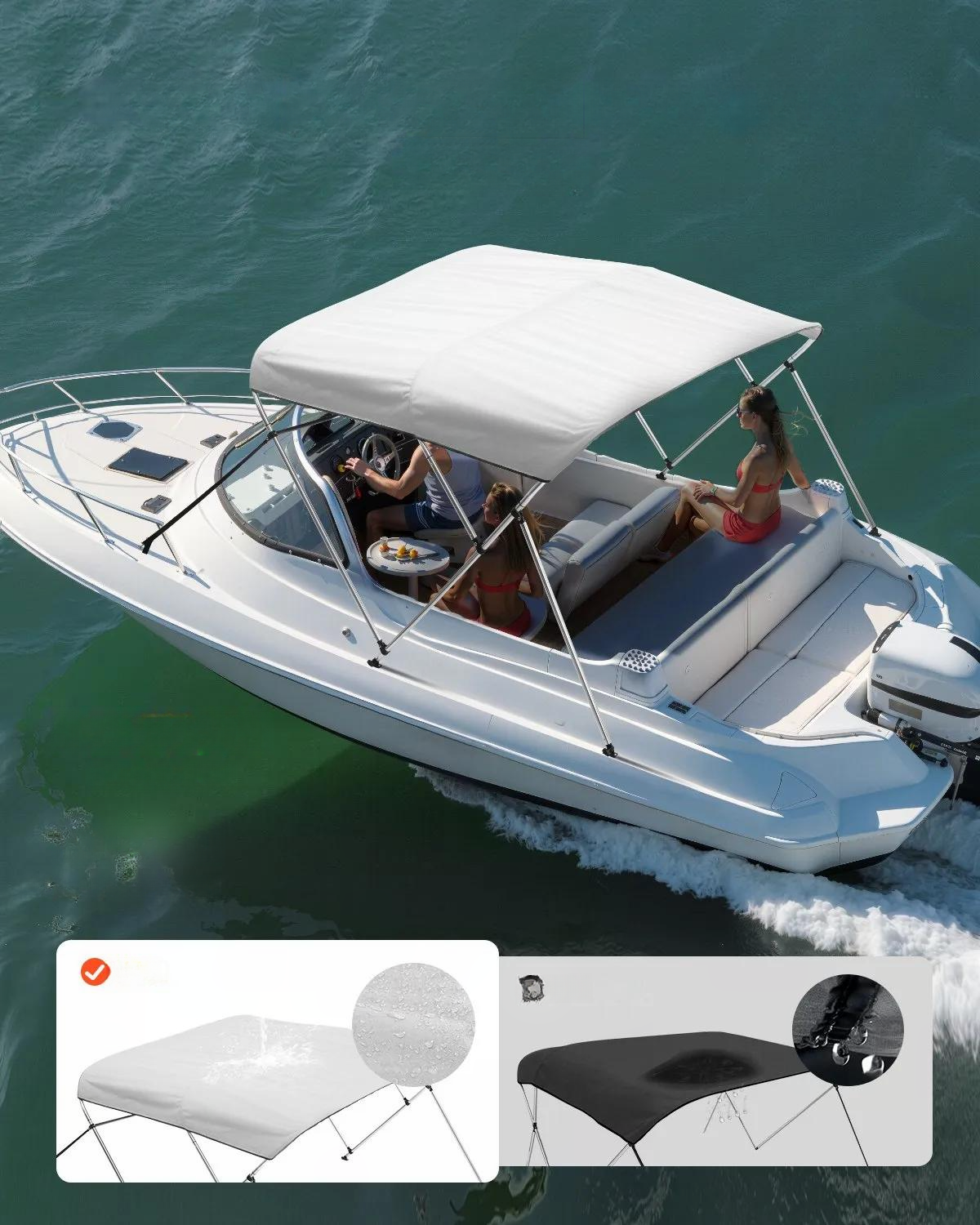 Bimini top 3 łukowe daszek do łodzi jasnoszary wodoodporny UV - torba - obrazek 2