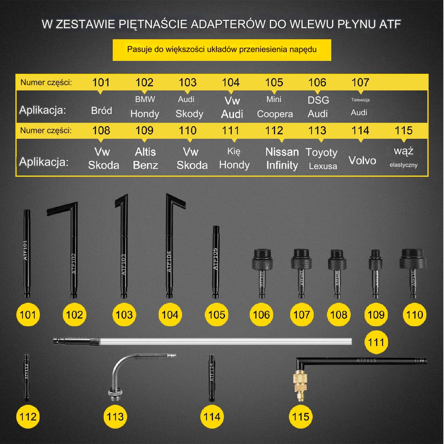 Ręczna pompa ATF 7,5 L do skrzyni biegów z 15 adapterami - obrazek 3