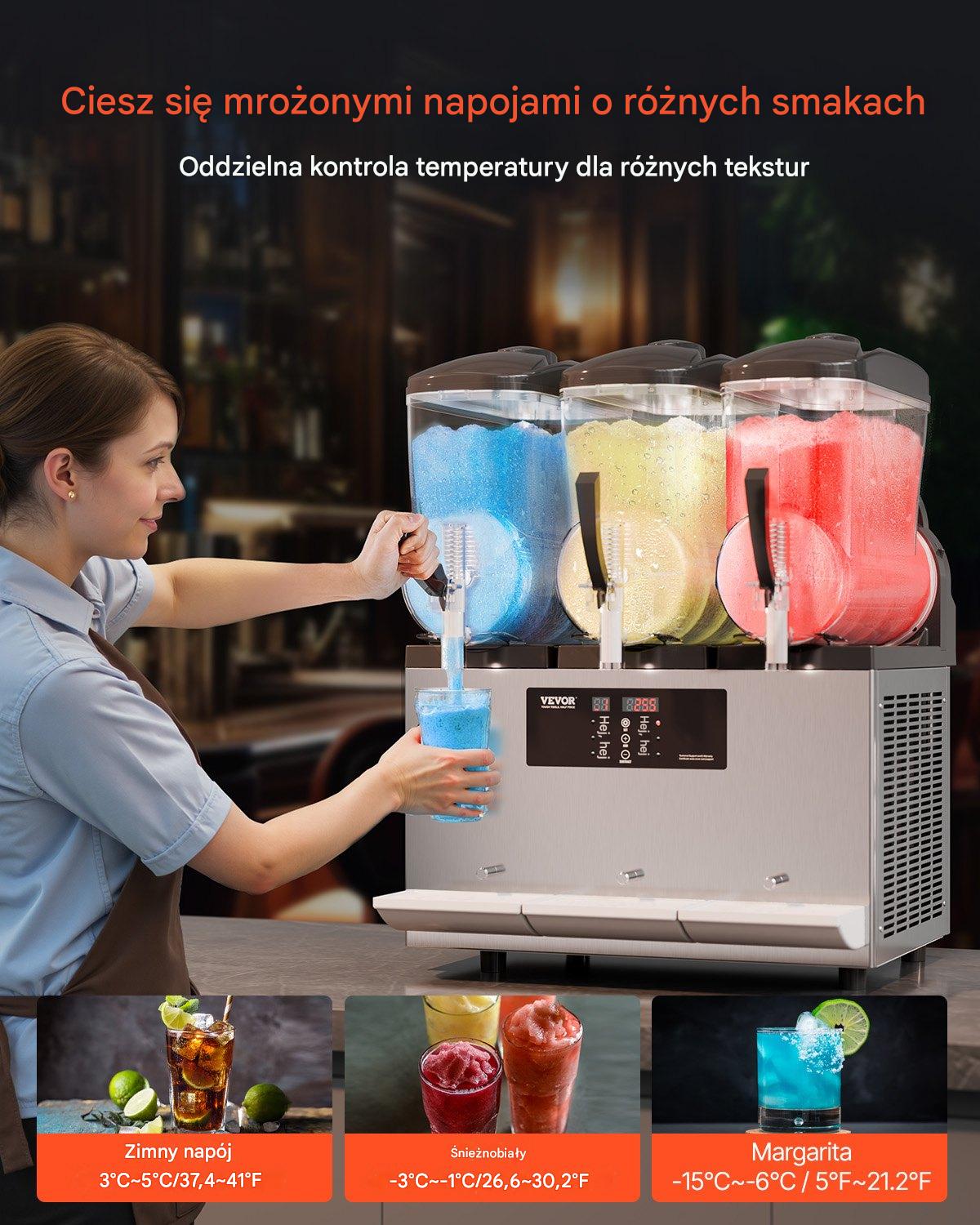 Maszyna do Napojów Mrożonych Slushie i Smoothie 3x12L - obrazek 3