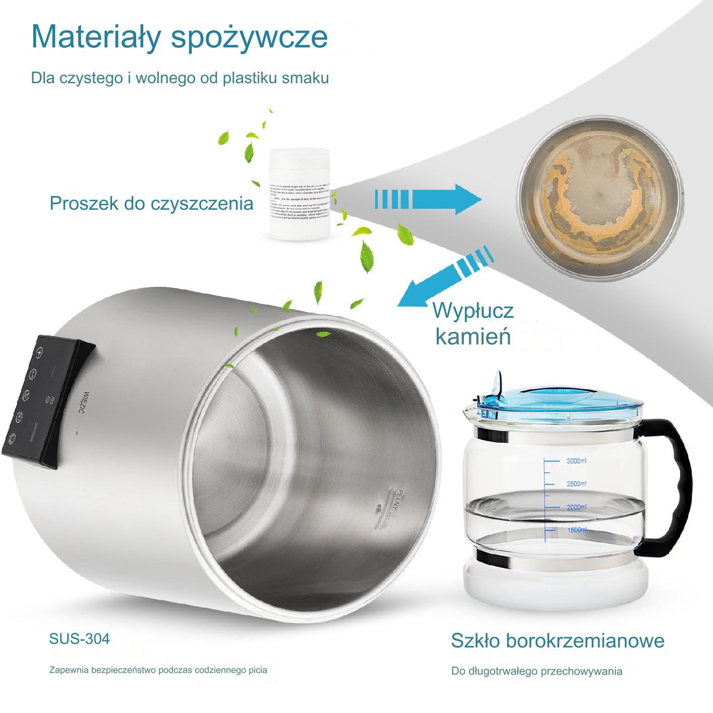 Destylator destylarka wody 4 l mocna 1750 W zestaw dzbanek filtr inox pro - obrazek 5