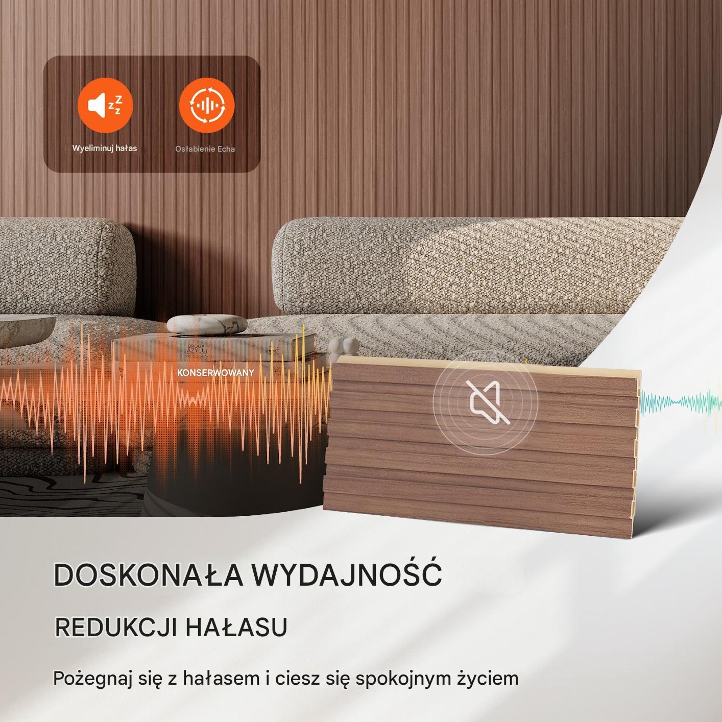 Zestaw 8 Paneli Akustycznych z Listwami Drewnianymi Szary Dąb - obrazek 4