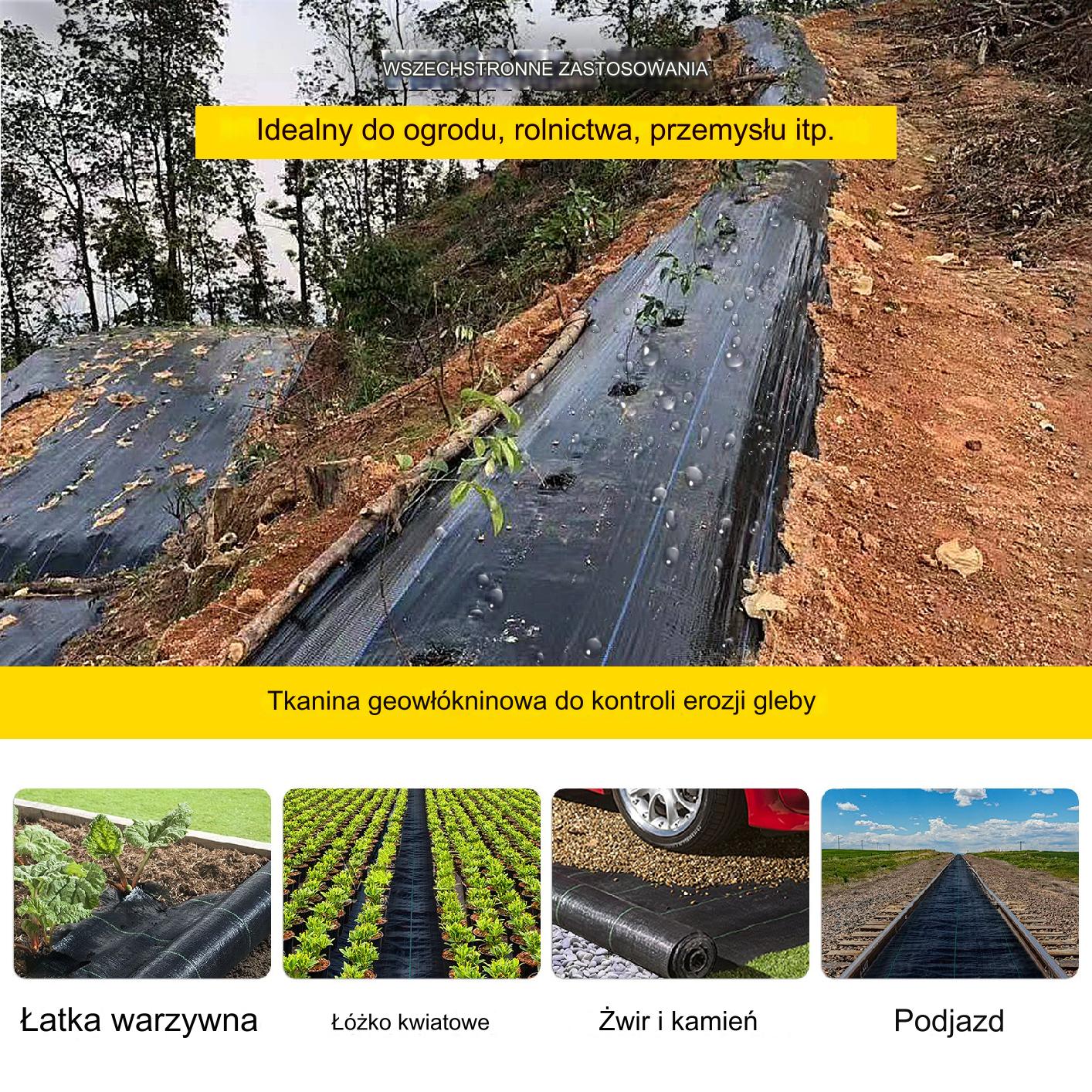 Gruba agrowłóknina antychwastowa agrotkanina 1,8x76m czarna - obrazek 5