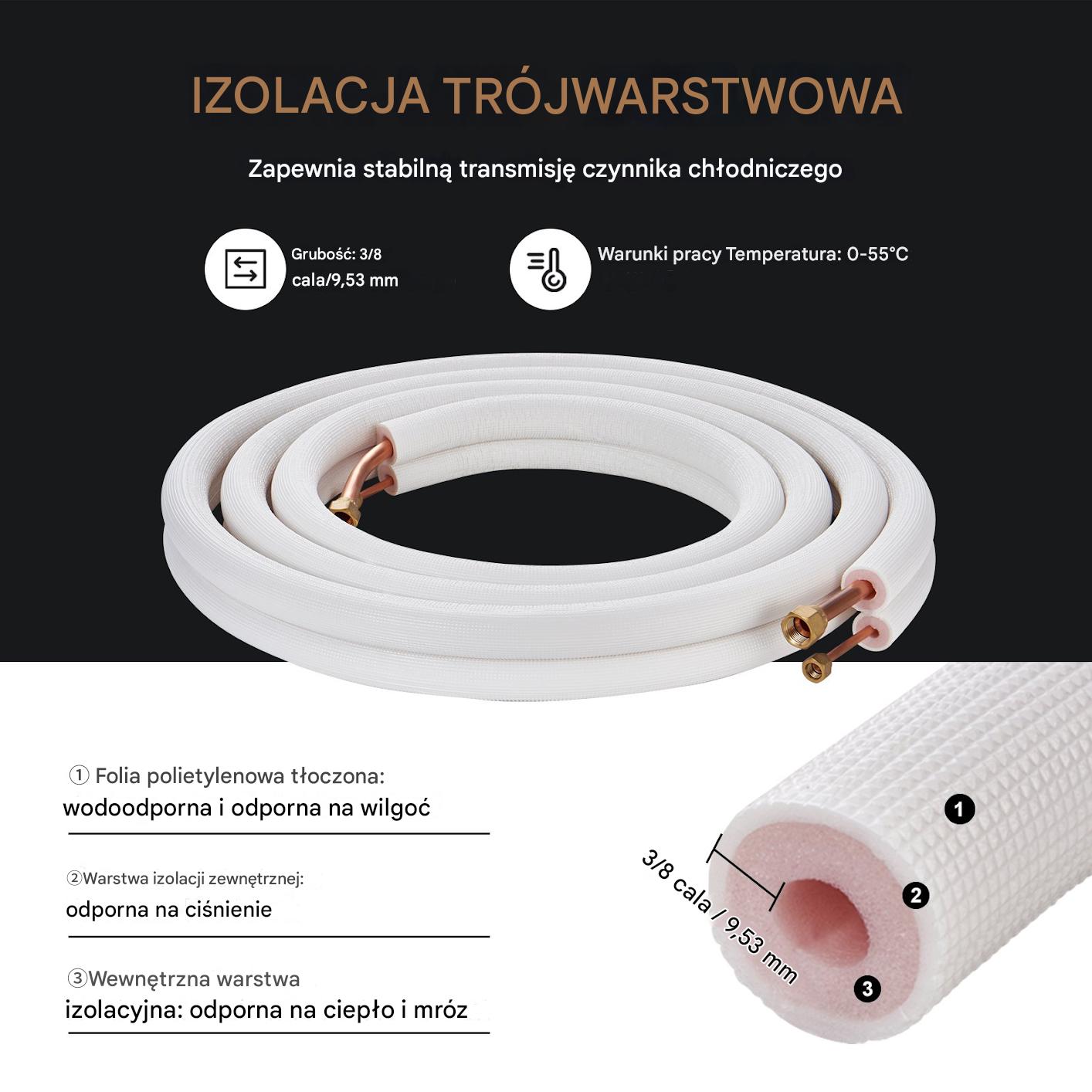 Zestaw do Klimatyzacji Miedziany Przewód 6,4 x 12,7 x 4876,8 mm - obrazek 5