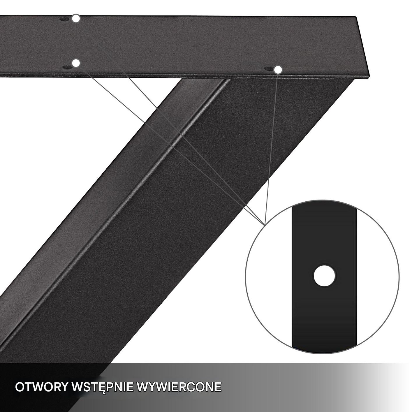 Nogi do stołu lawy biurka stolika metalowe loftowe 2 sztuki 72 x 60 cm - obrazek 4