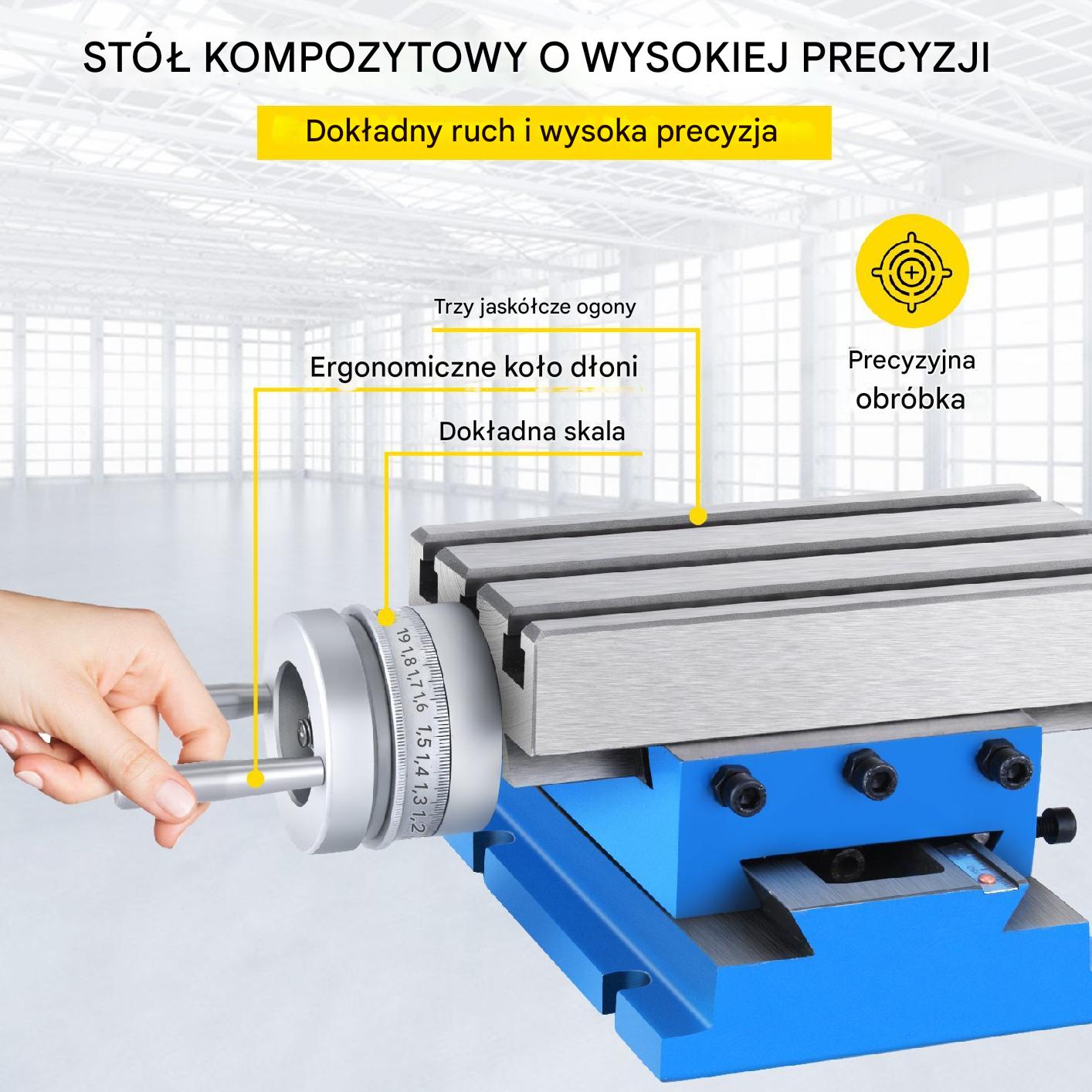 Stół roboczy krzyżowy 2-osiowy 18.5x10cm do wiertarki i frezarki - obrazek 3